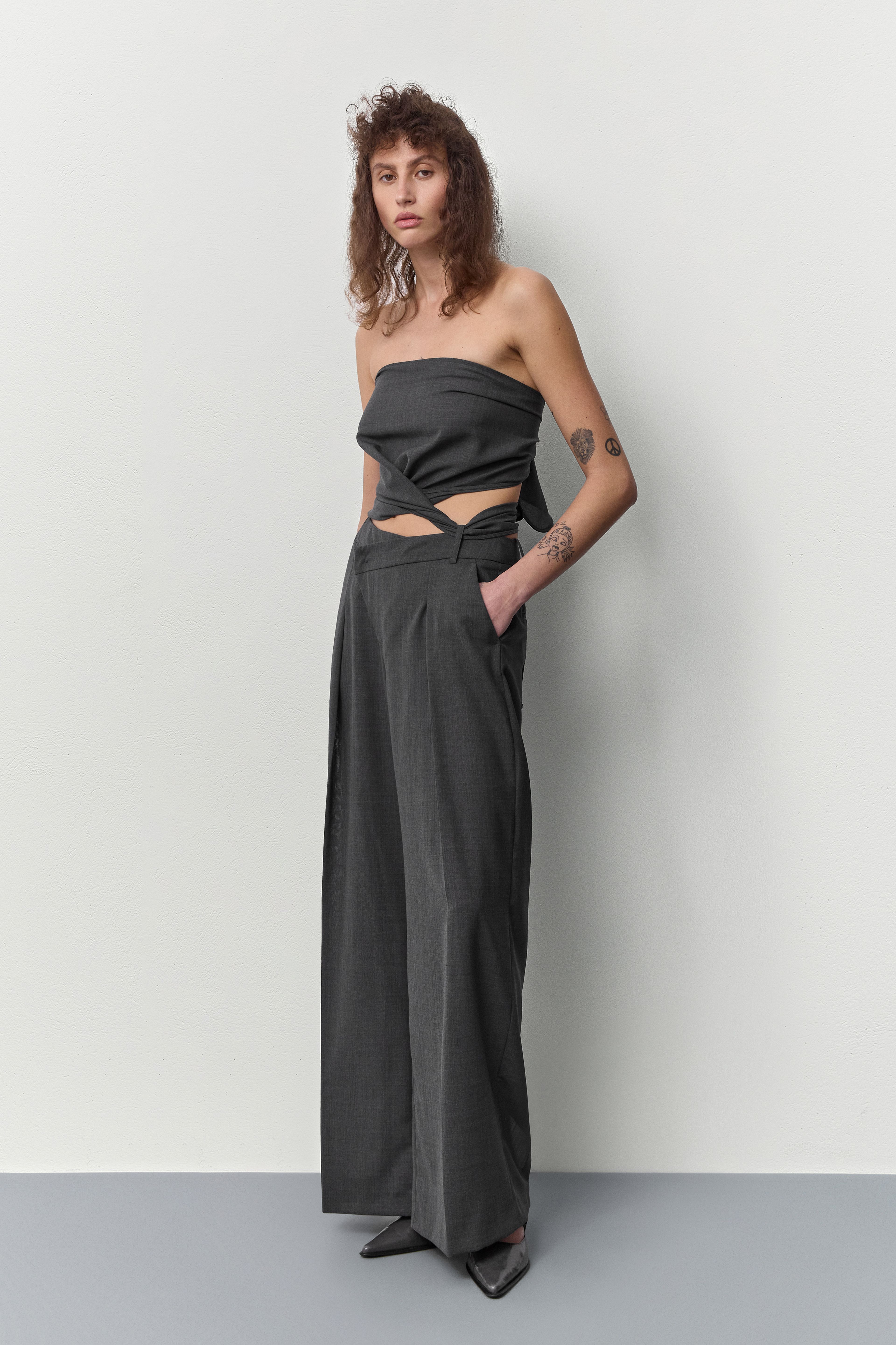 Odile Cement Grey Trousers | Miista | Designed & Handmade in Europe