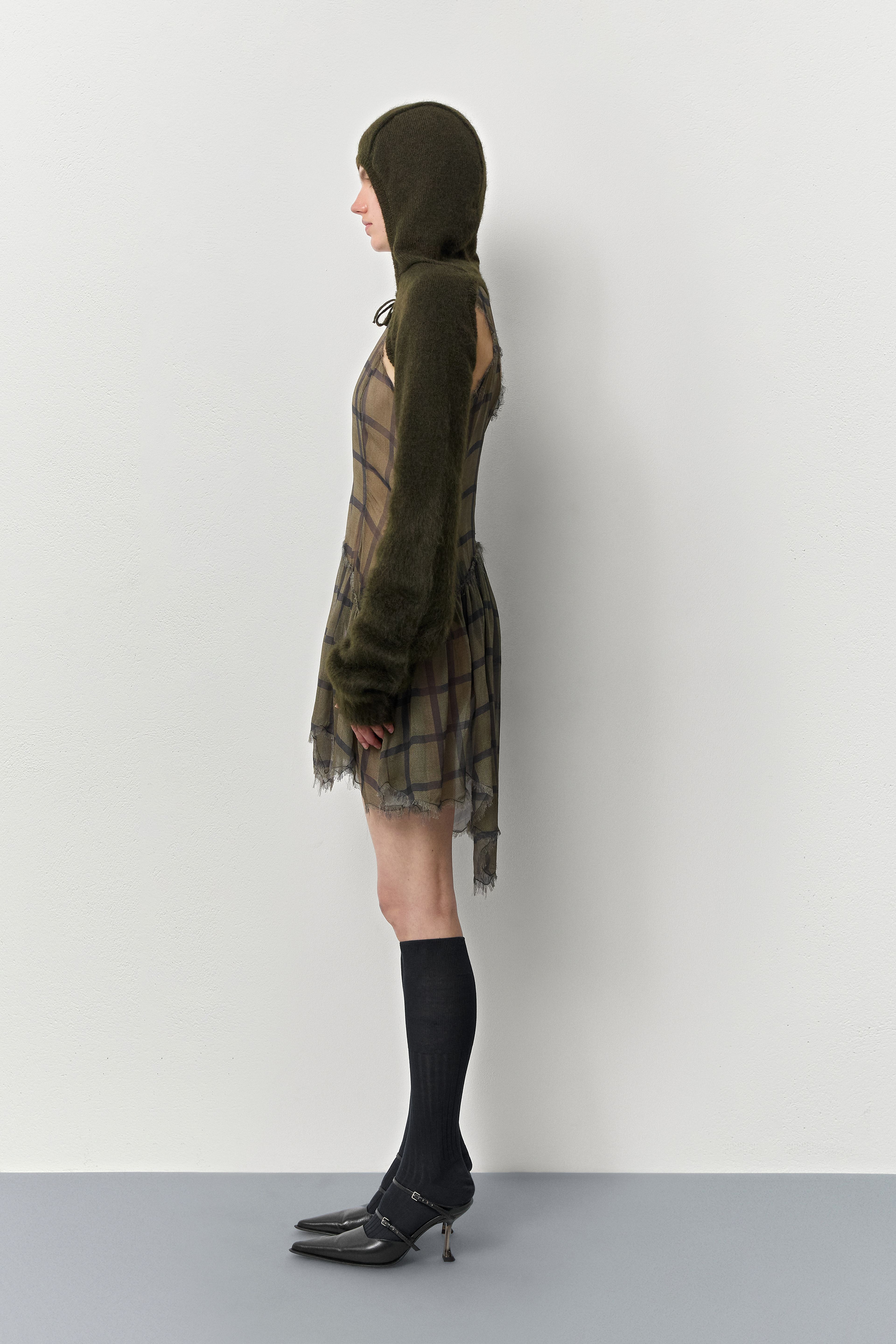 Nivi Hooded Khaki Sleeves | Miista | Designed & Handmade in Europe