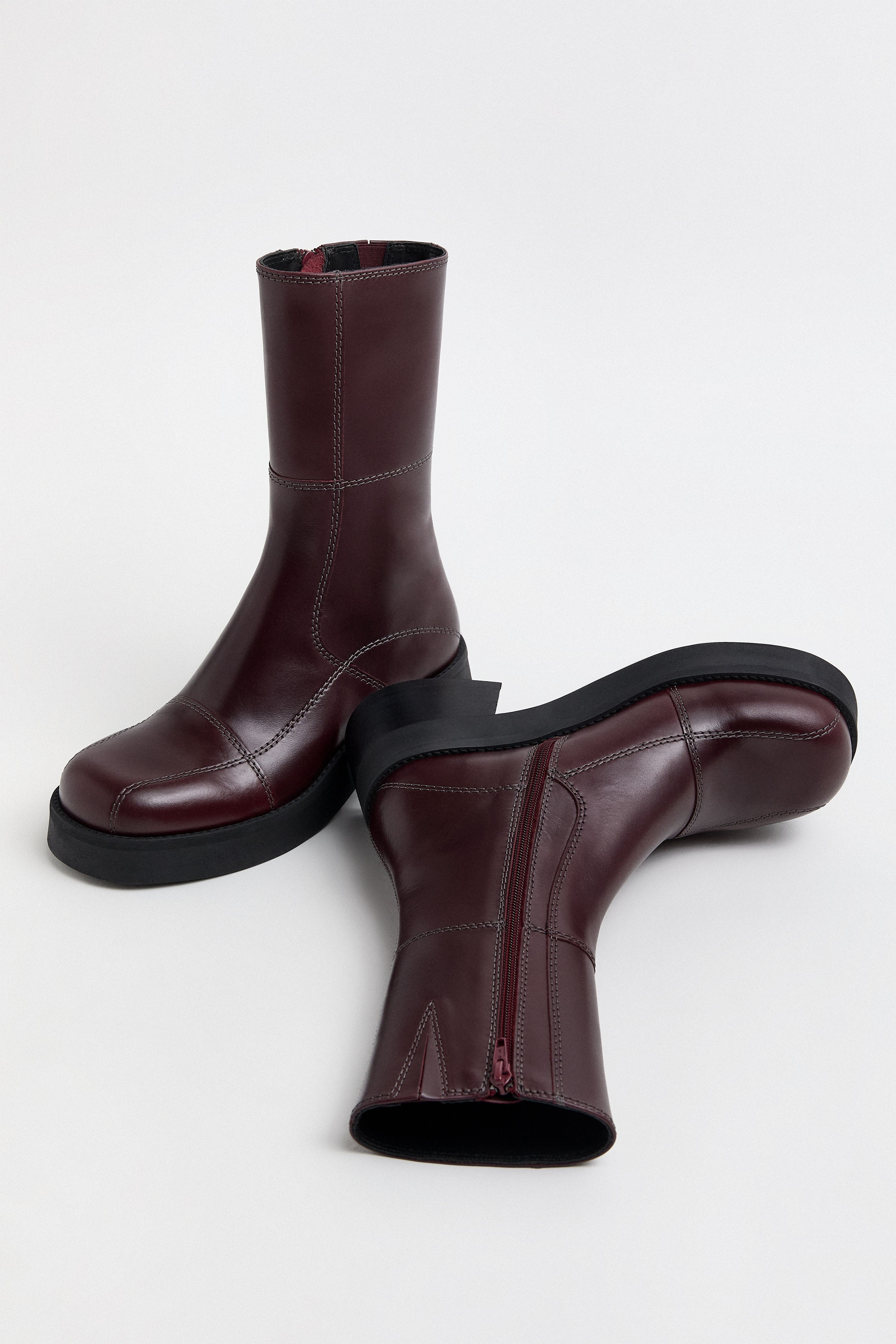 Heya Burgundy And Grey Ankle Boots | Miista | Designed & Handmade in Europe