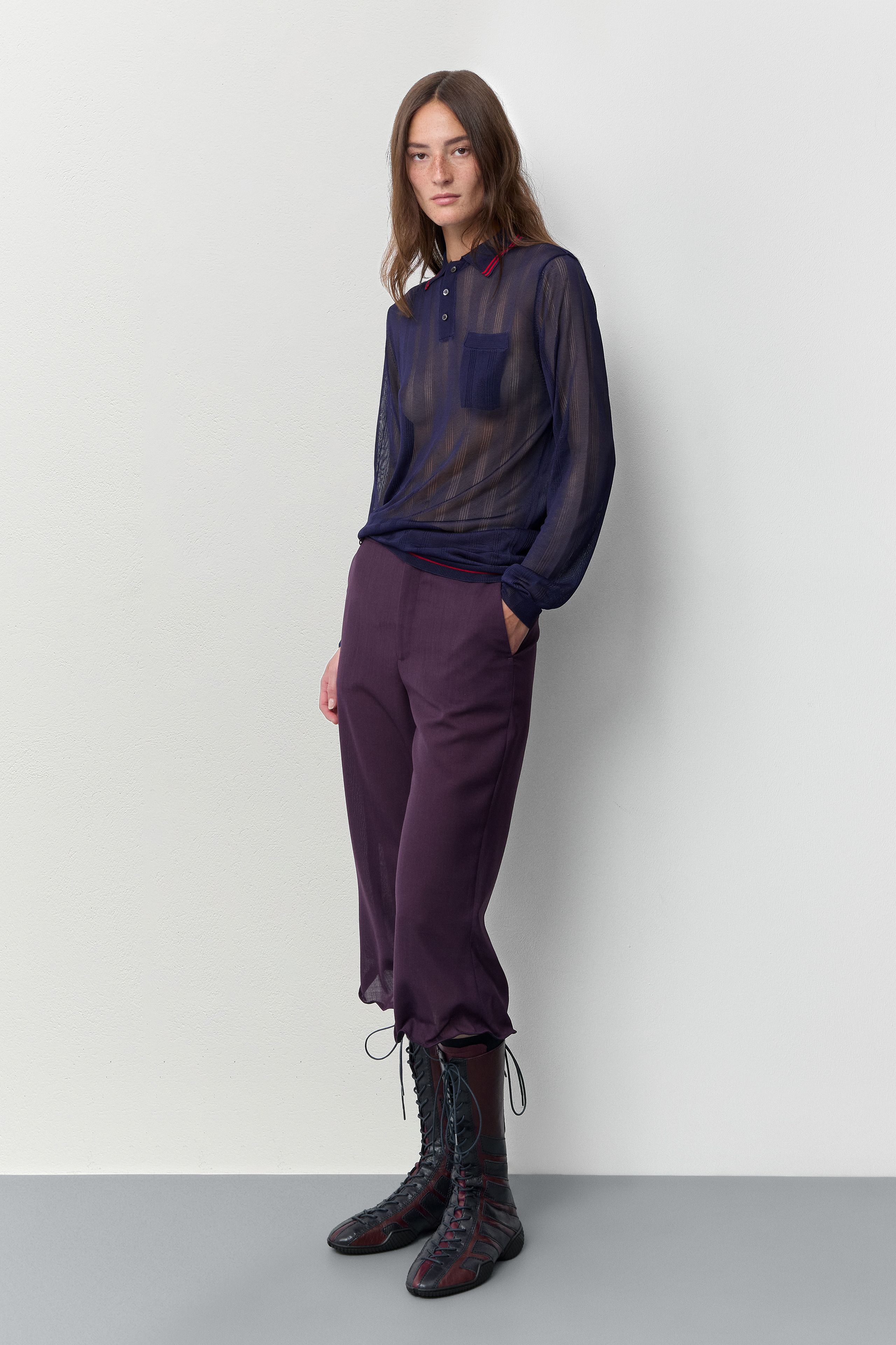 Rufa Deep Blue Polo Knitted Jumper | Miista | Designed & Handmade in Europe
