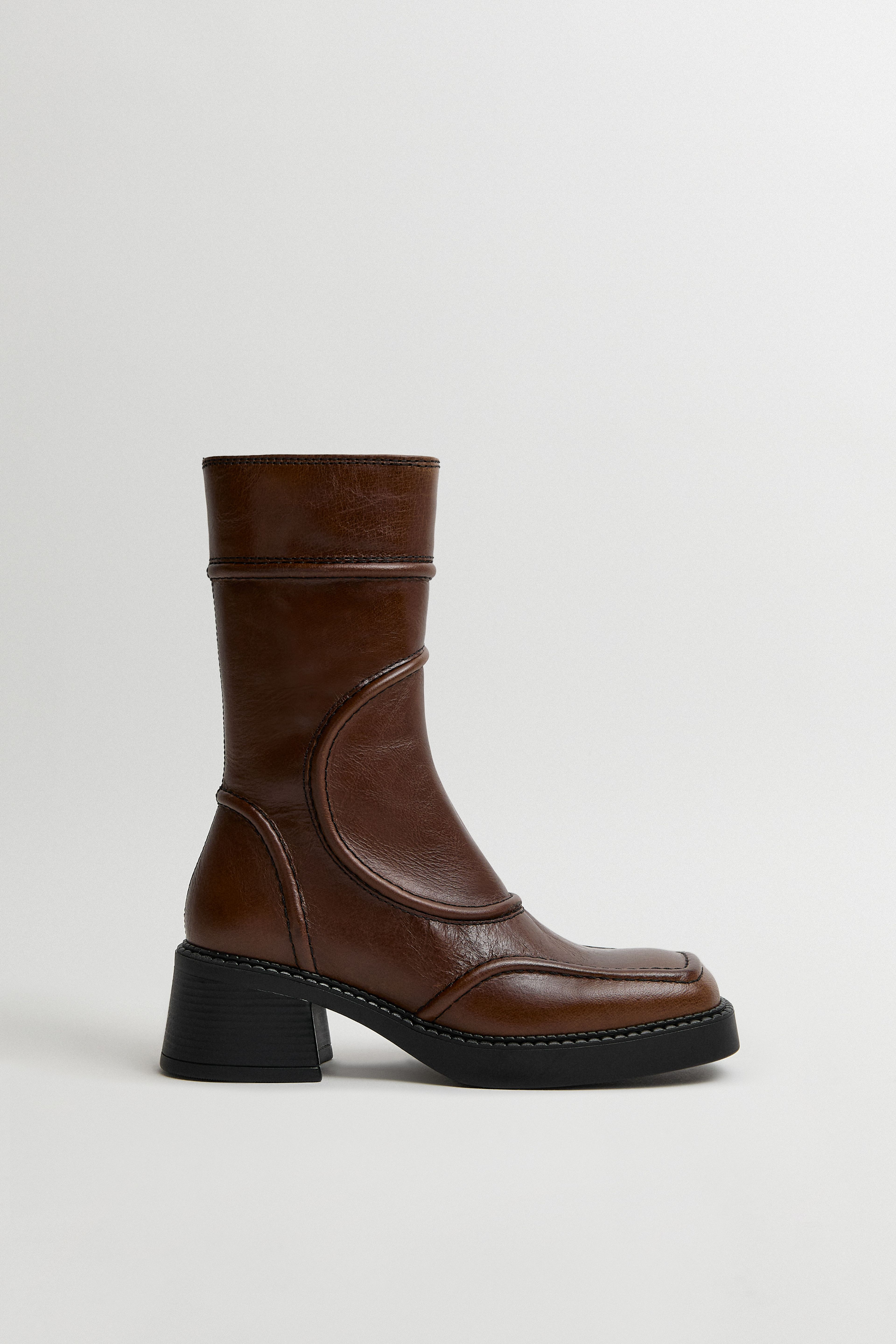 Malene Boots - Tan Leather Black Stitching | Miista | Designed & Handmade in Europe