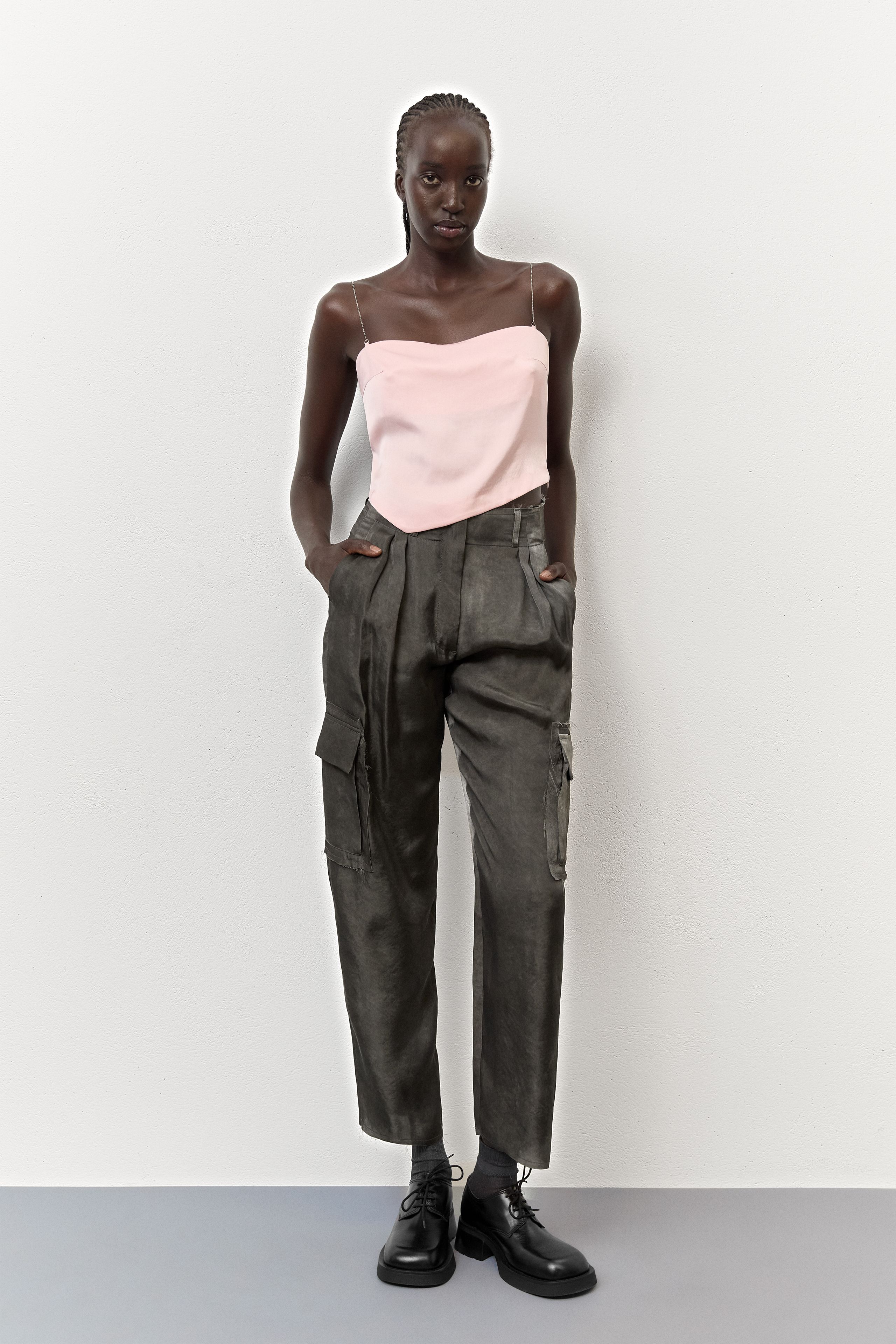 Jaidy Dark Grey Cargo Trousers | Miista