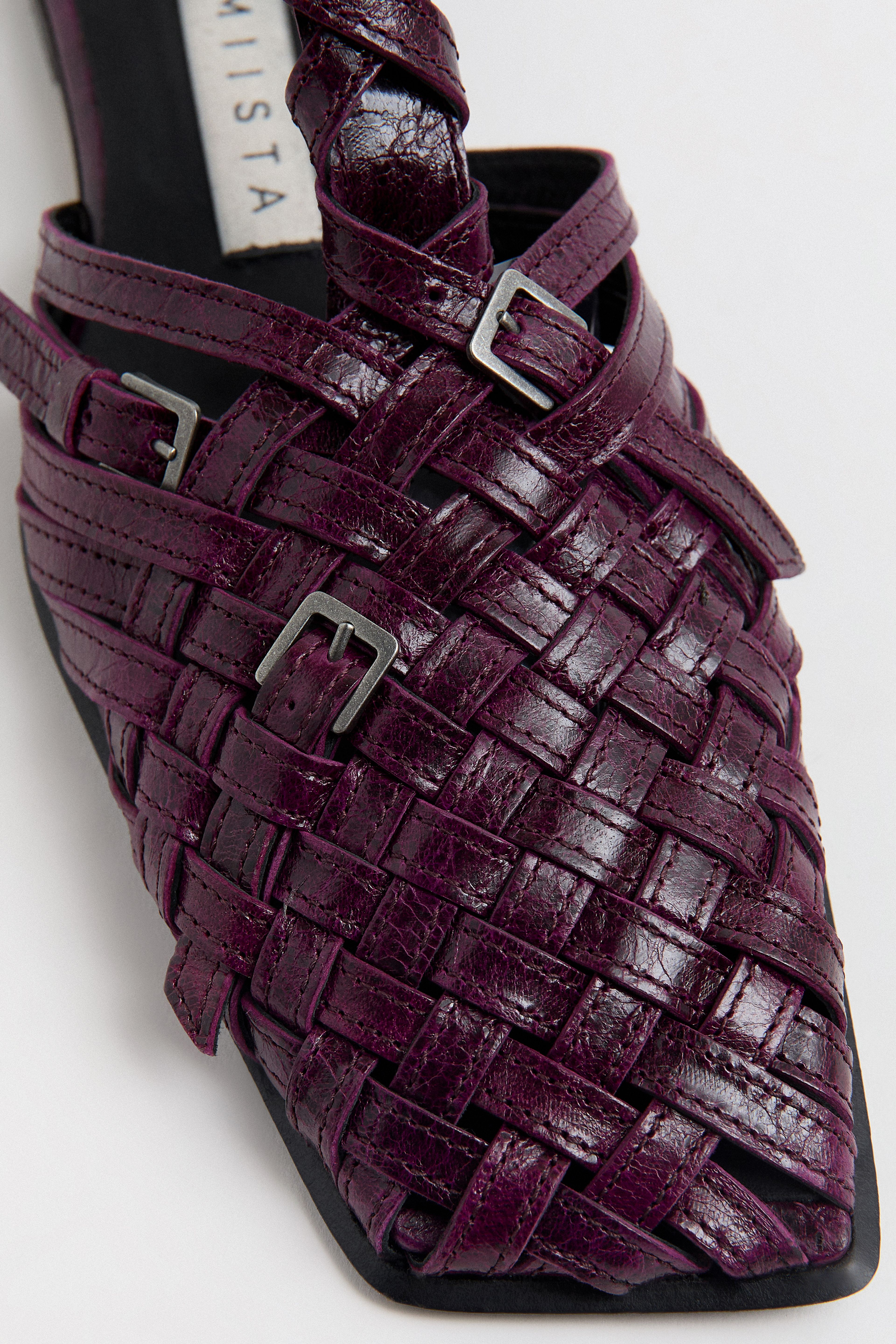 Mayra Purple Woven Leather Sandals | Miista | Designed & Handmade in Europe