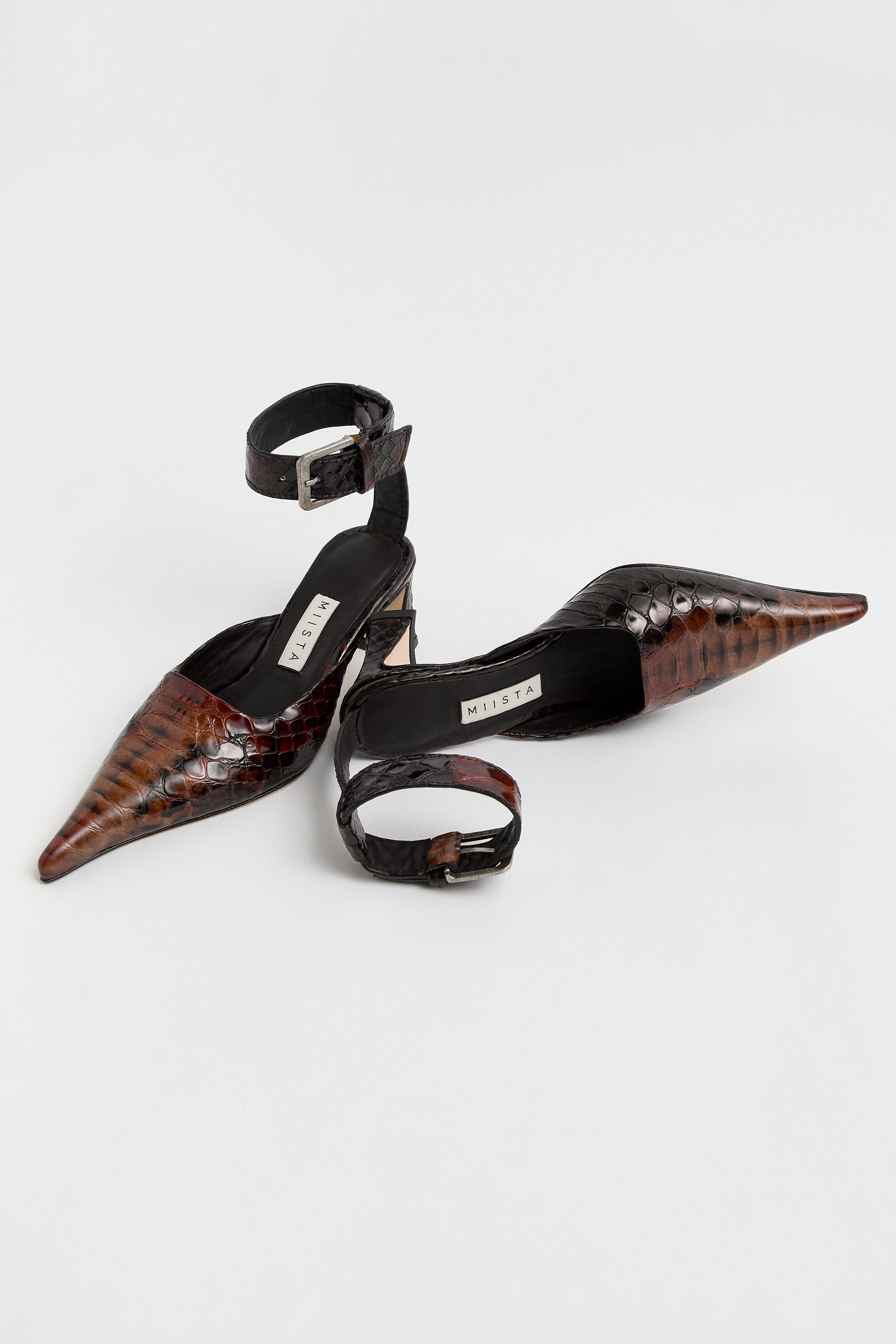 Qori Courts - Tan Snake Embossed Leather | Miista | Designed & Handmade in Europe
