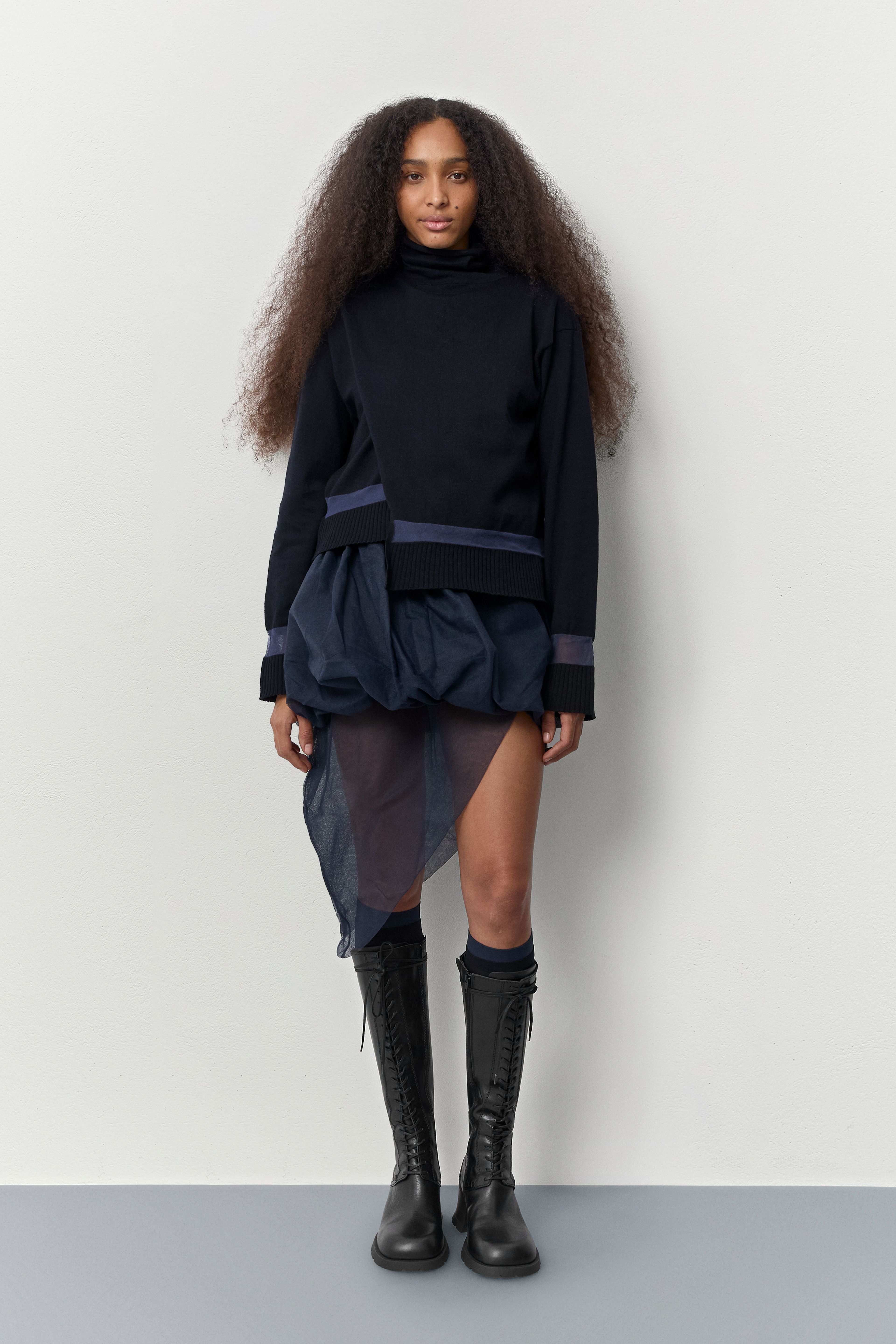 Michaela Black Tall Lace Boots | Miista | Designed & Handmade in Europe