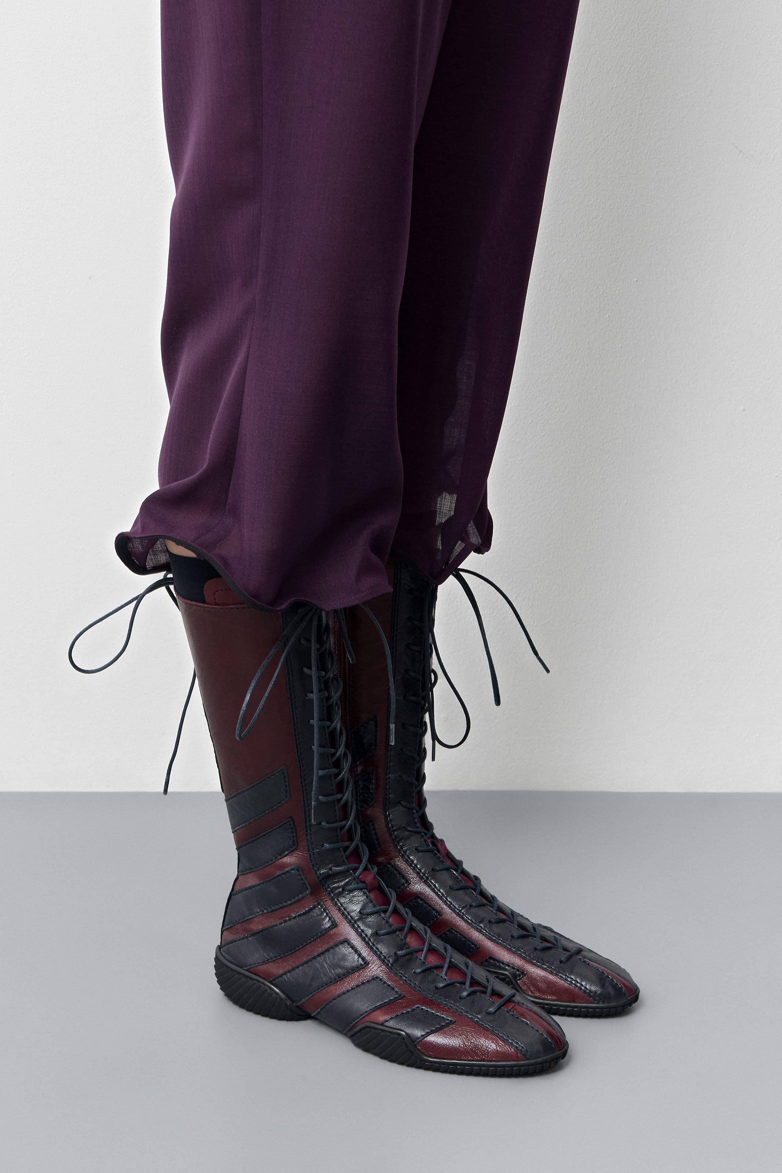 Imogen Boots - Burgundy and Navy Leather | Miista