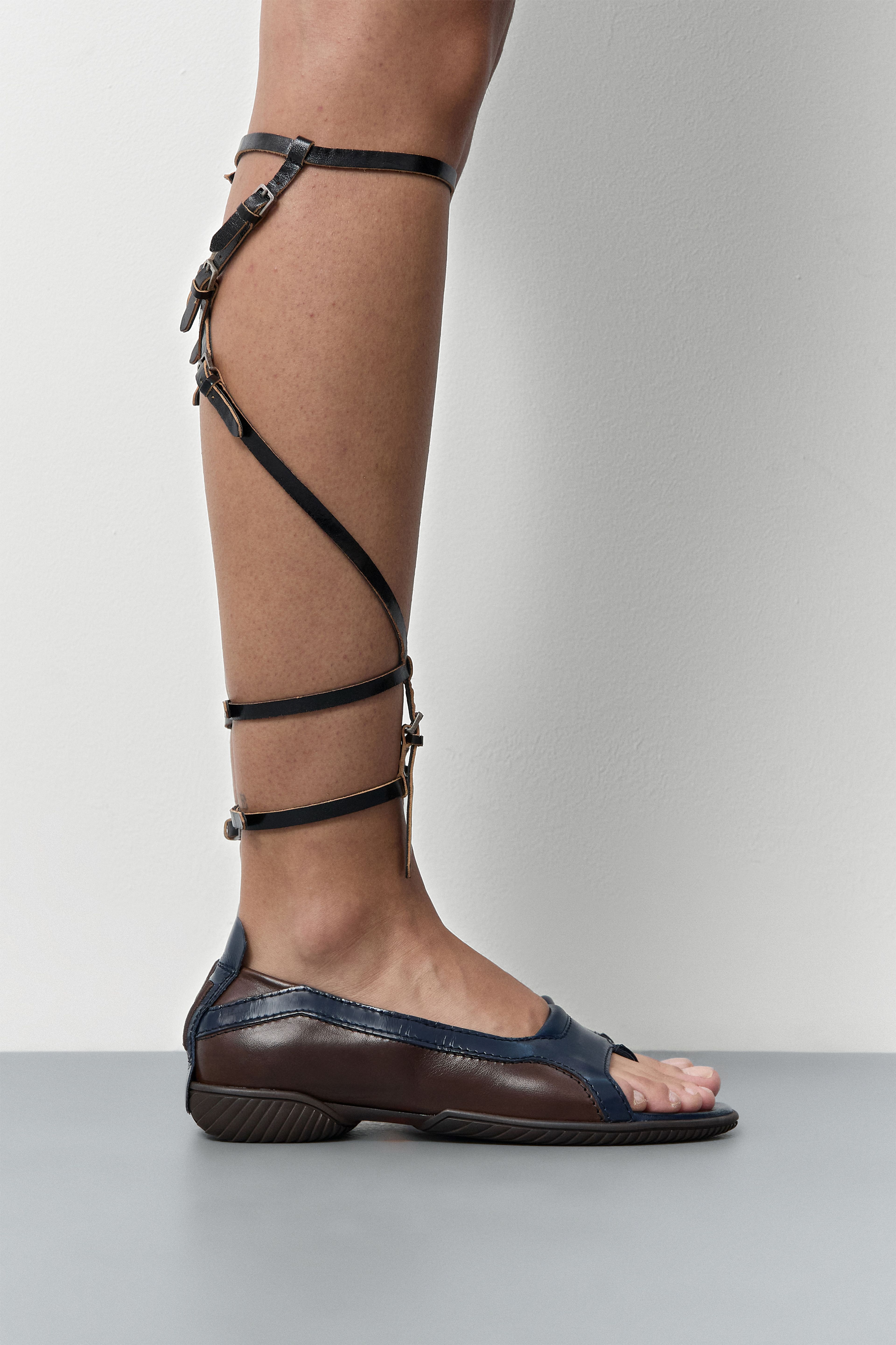 Loma Brown and Navy Thonge Ballerinas | Miista | Designed & Handmade in Europe