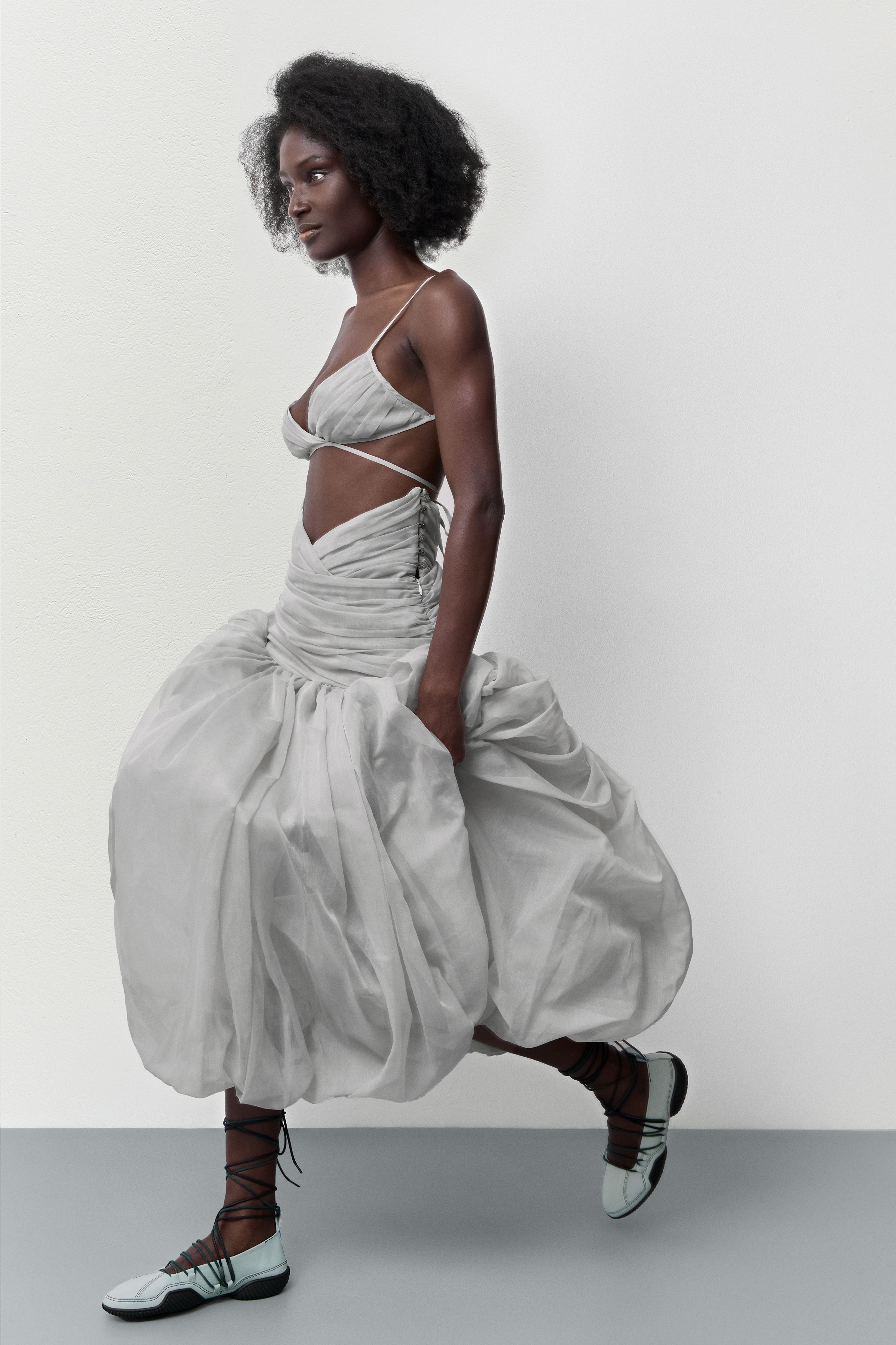 Adrienne Ecru Balloon Long Skirt | Miista | Designed & Handmade in Europe
