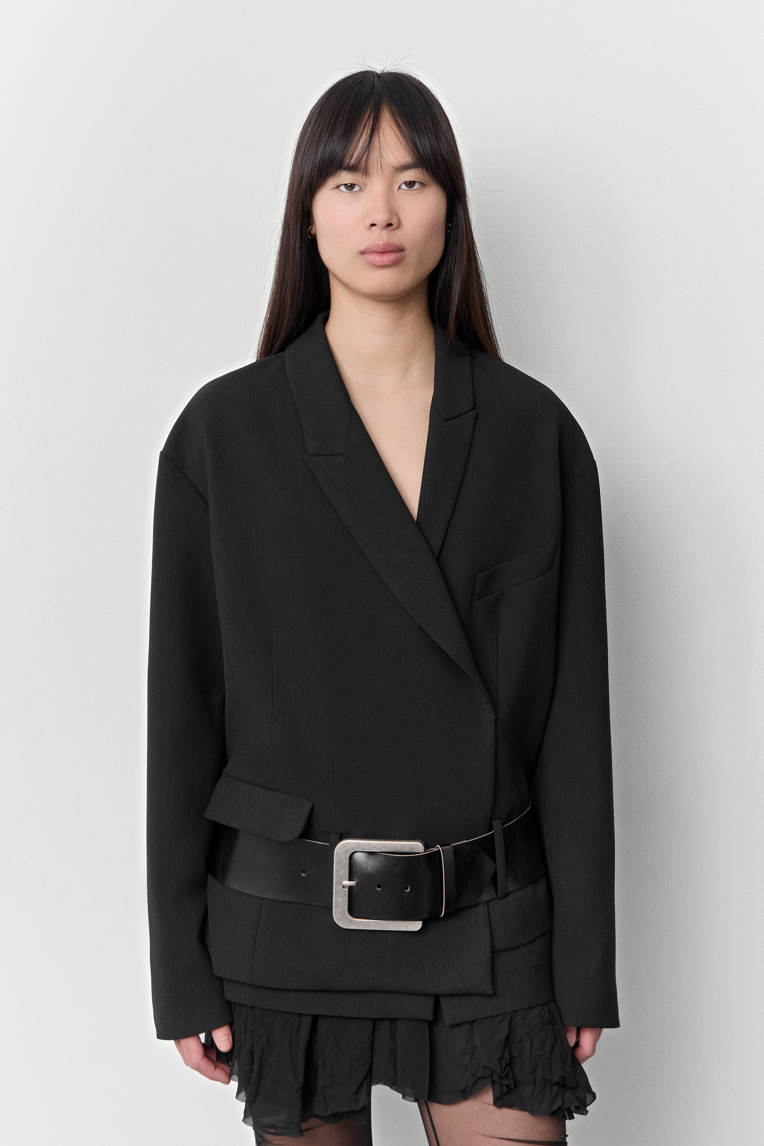 Hester Black Belt Blazer Jacket | Miista | Designed & Handmade in Europe