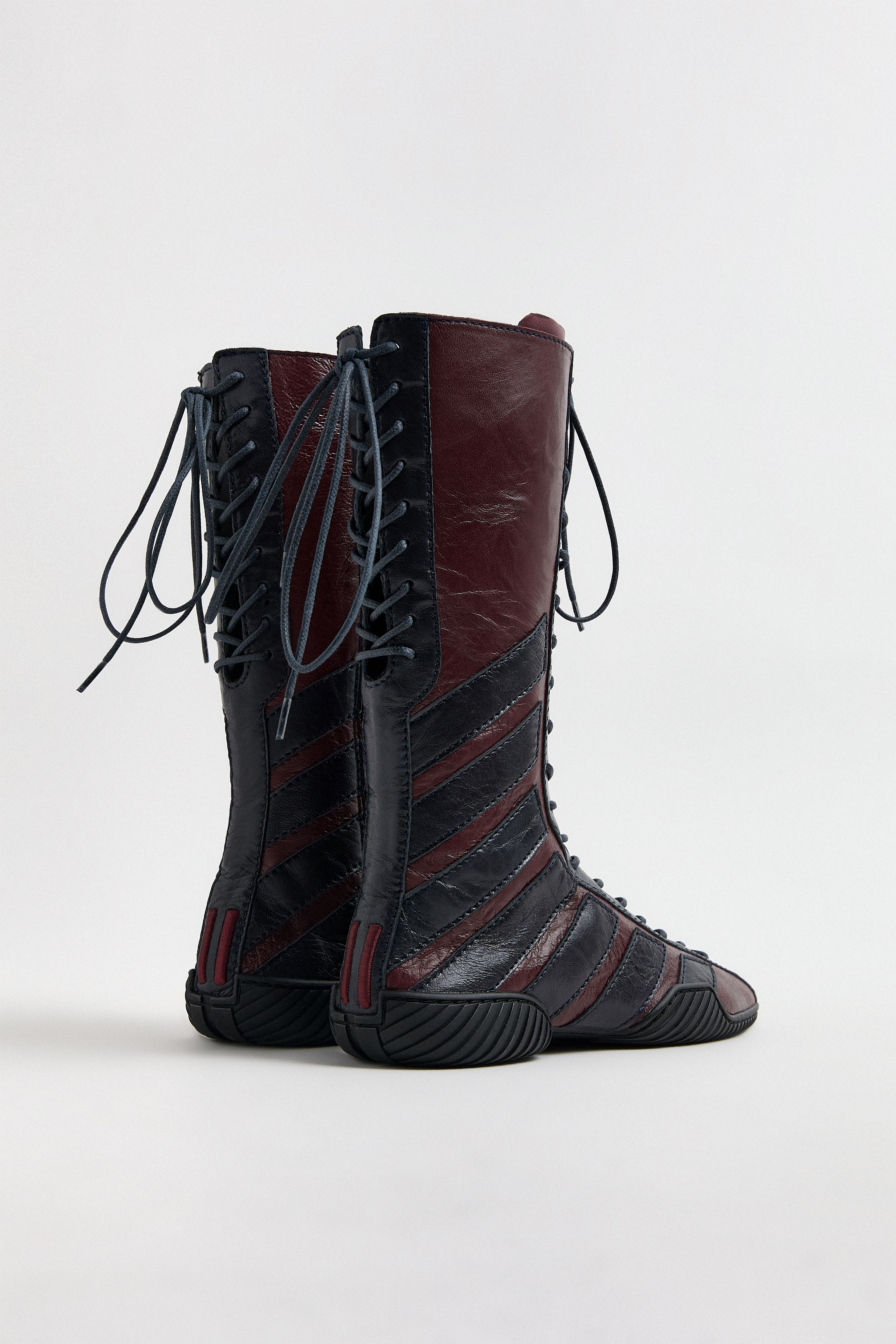 Imogen Burgundy Navy Lace Sneaker Boots | Miista | Designed & Handmade in Europe