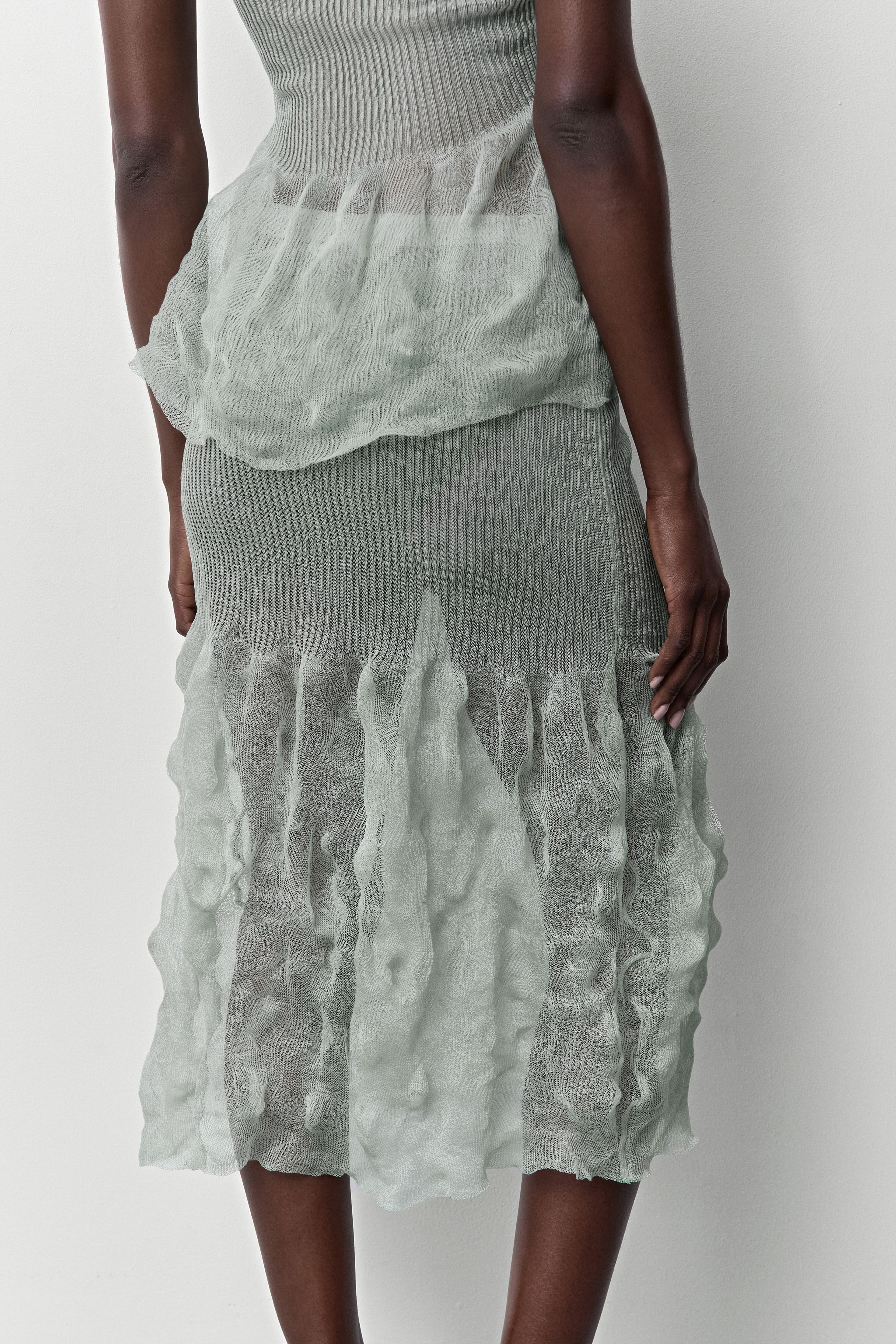 Syra Aquamarine Midi Knitted Skirt | Miista | Designed & Handmade in Europe