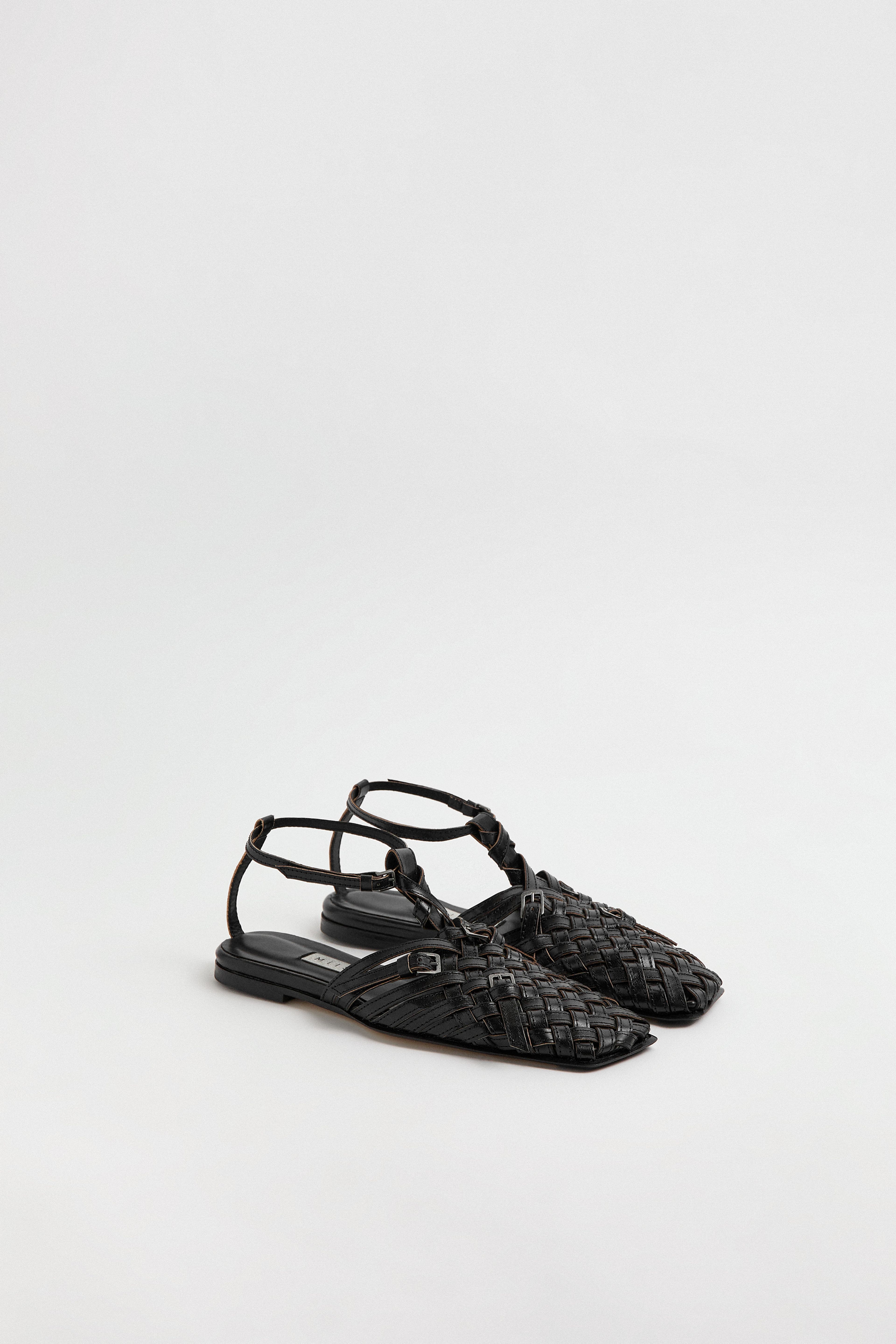 Mayra Black Woven Leather Sandals | Miista | Designed & Handmade in Europe