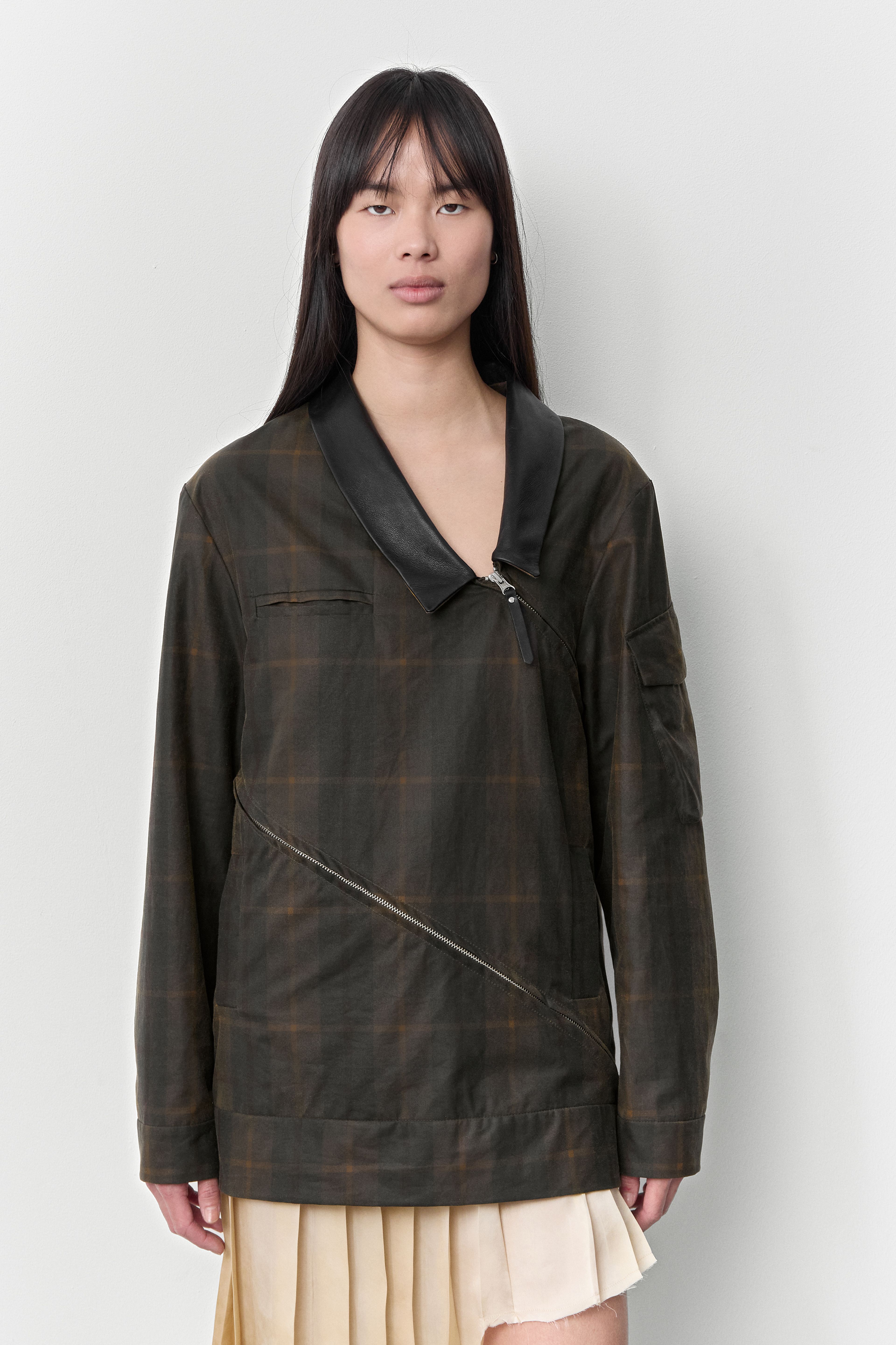 Marla Brown Checked Detachable Jacket | Miista | Designed & Handmade in Europe