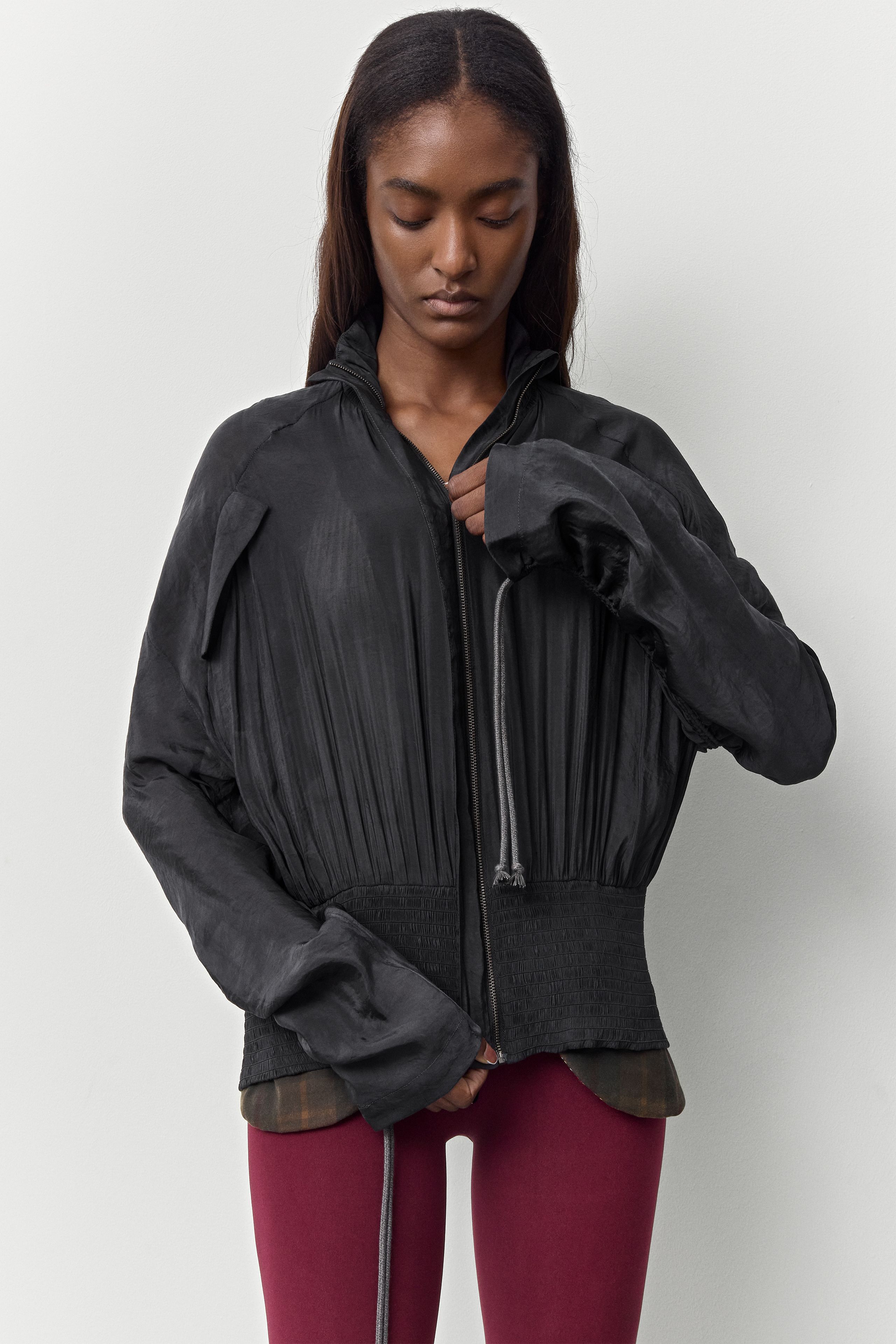Mylla Jacket - Washed Black Satin | Miista