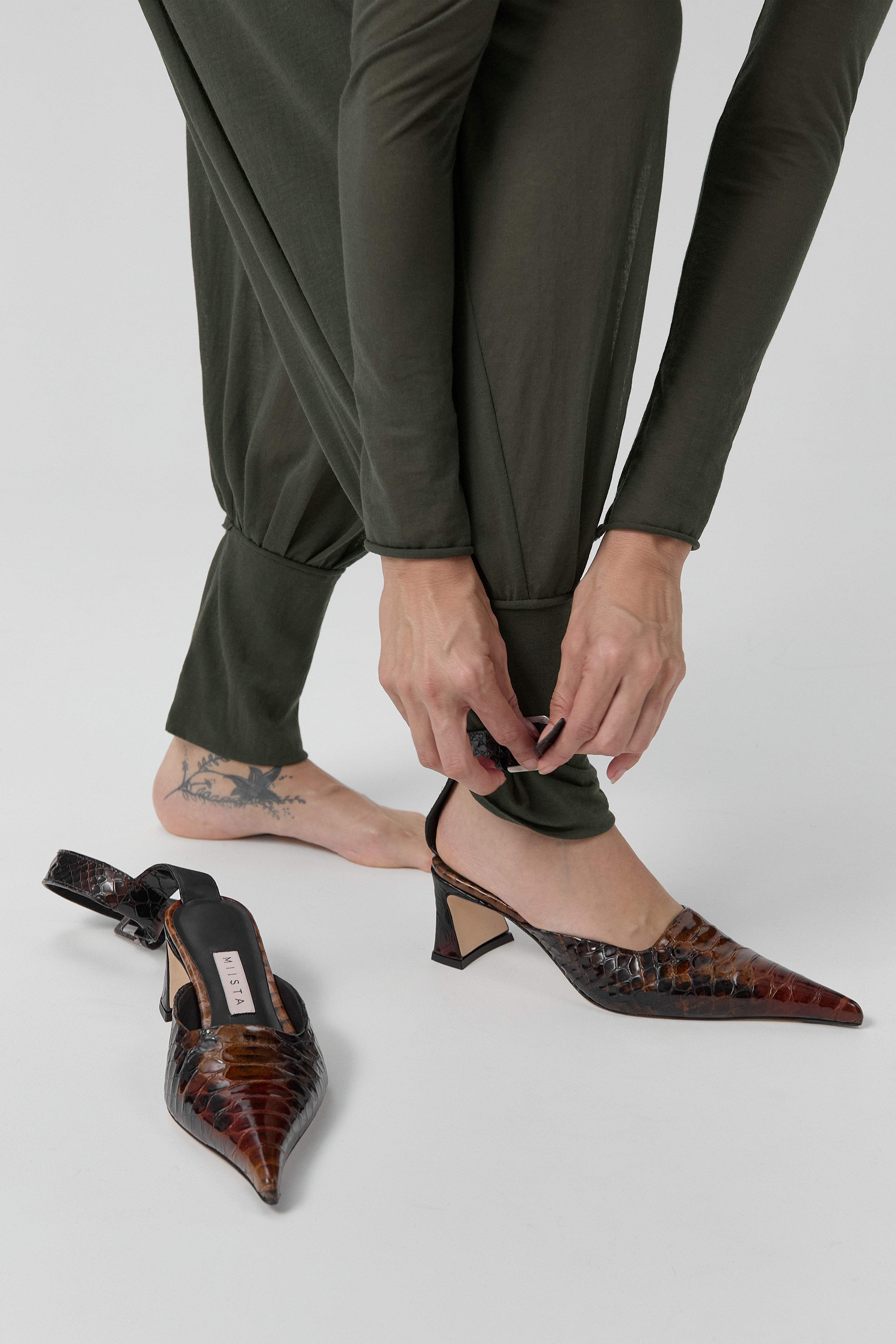 Qori Courts - Tan Snake Embossed Leather | Miista | Designed & Handmade in Europe