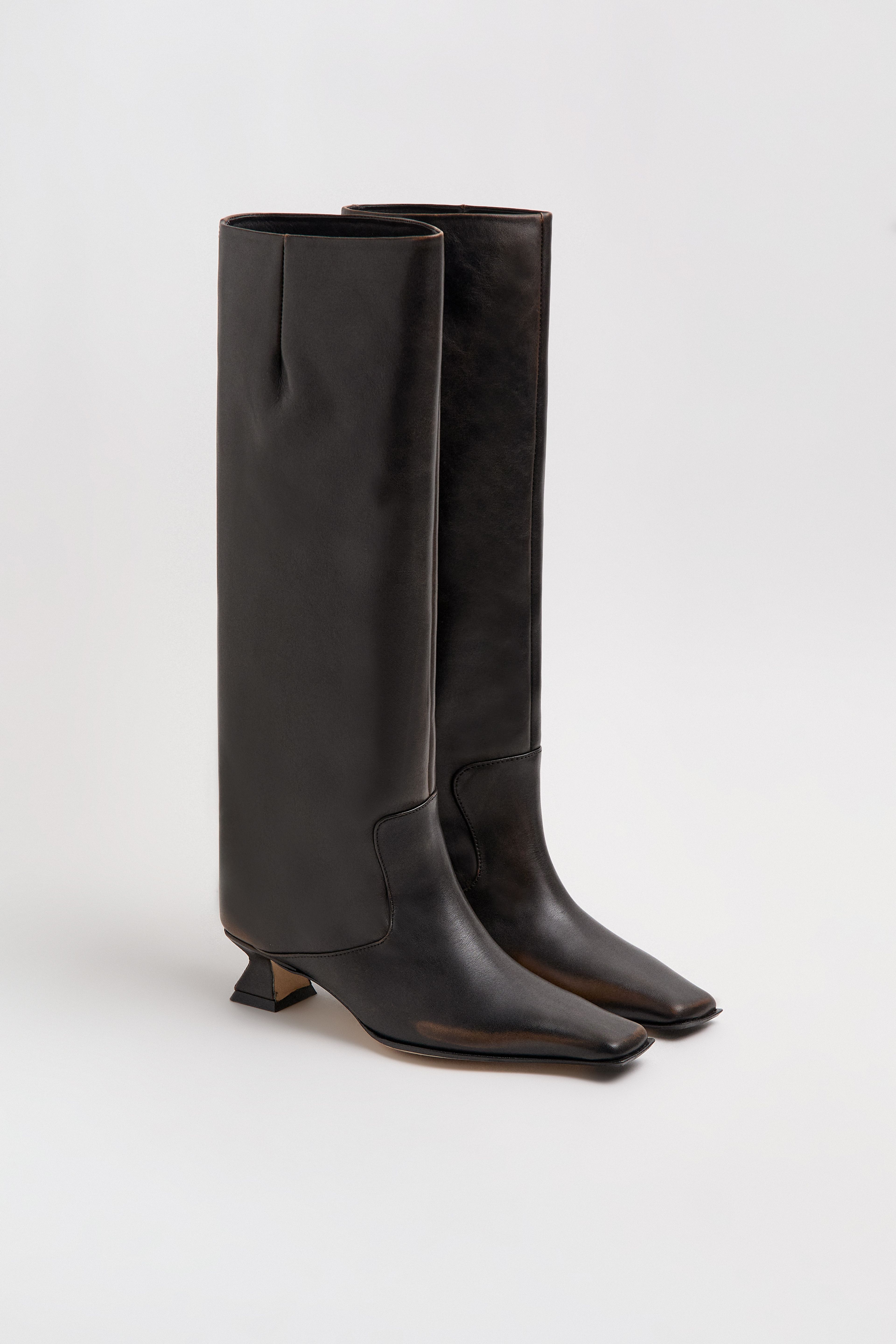 Effie Brushed Brown Tall Boots | Miista | Designed & Handmade in Europe