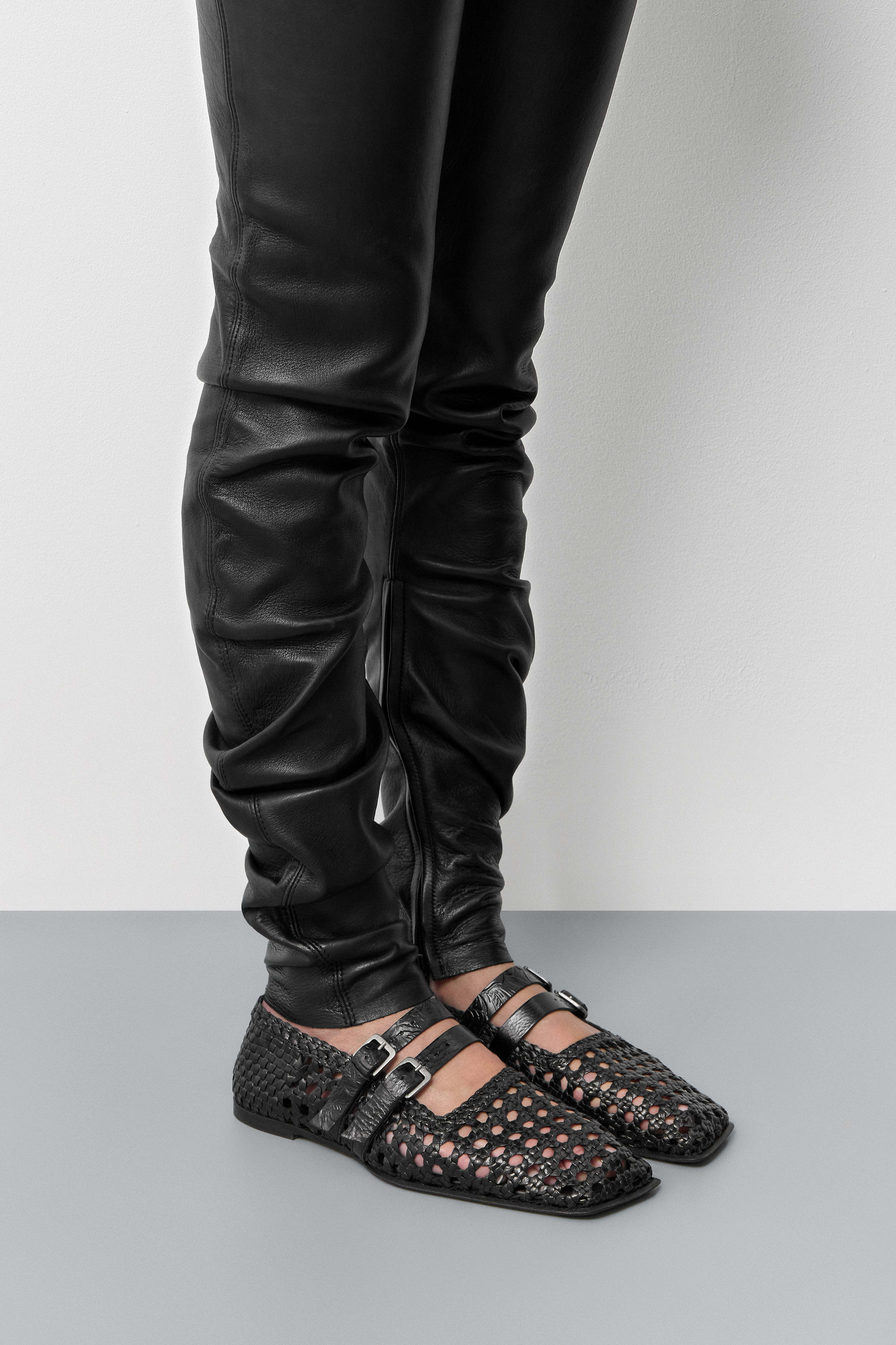 Kiran Black Woven Leather Strappy Ballerinas | Miista | Designed & Handmade in Europe