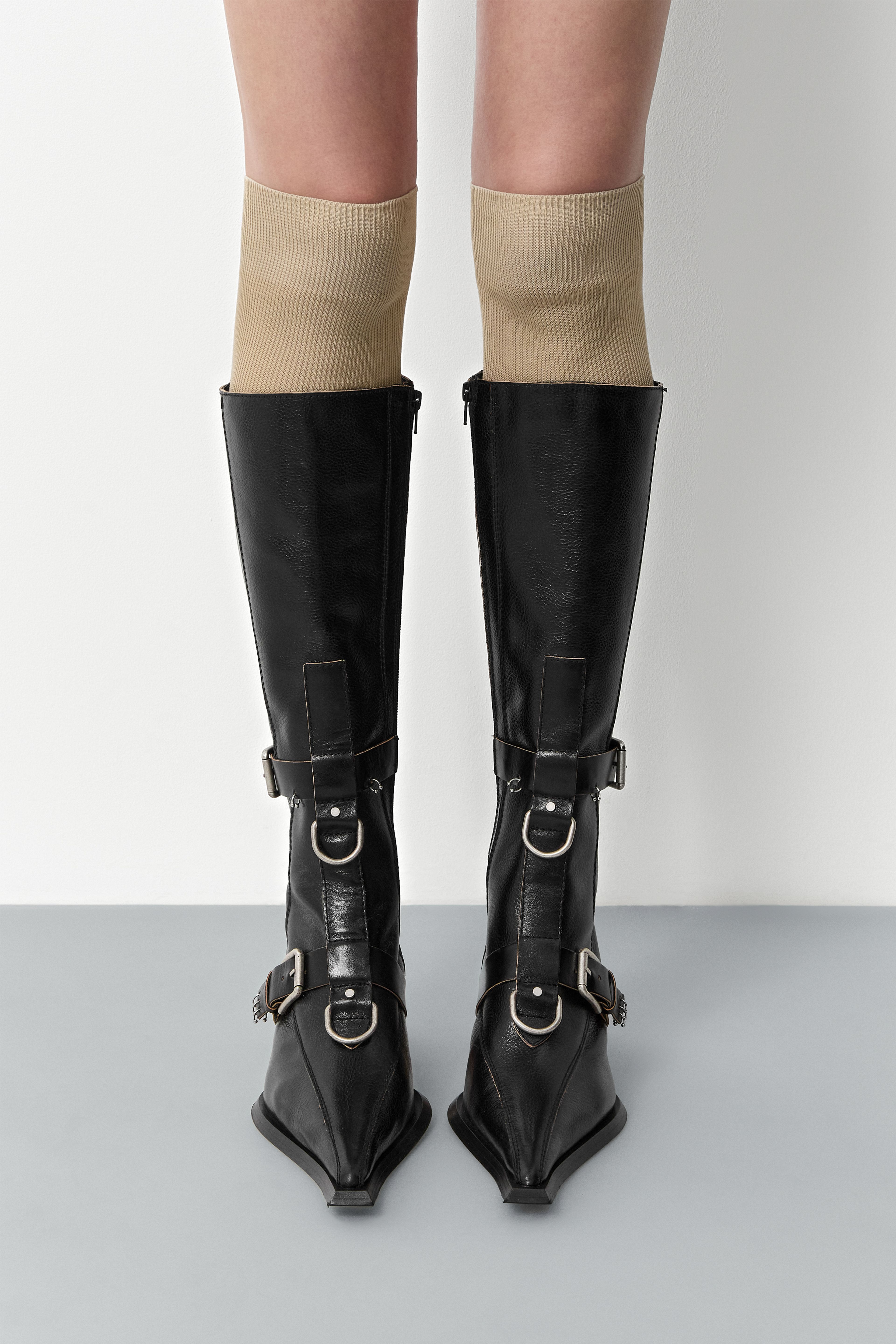 Eliya Black Buckled Tall Boots | Miista | Designed & Handmade in Europe