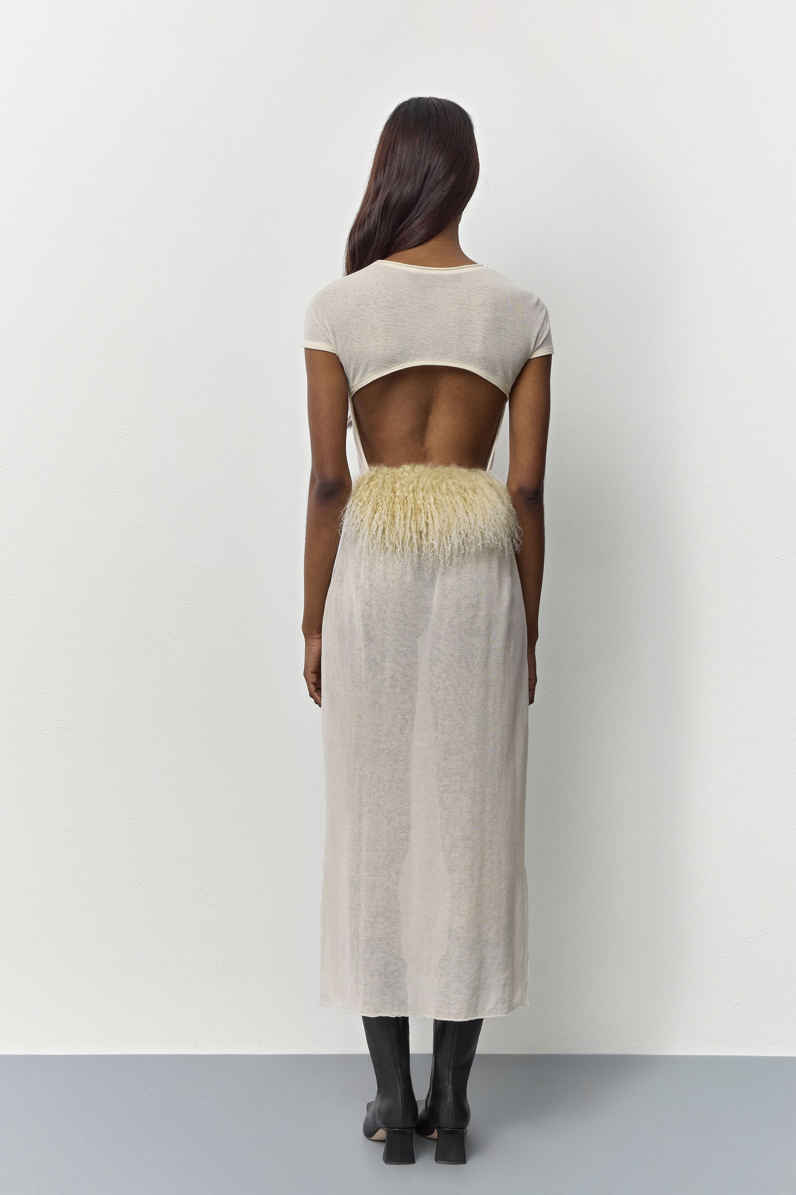 ecru knitted dress Mozart Contrast Texture Knit Maxi Dress in Ecru