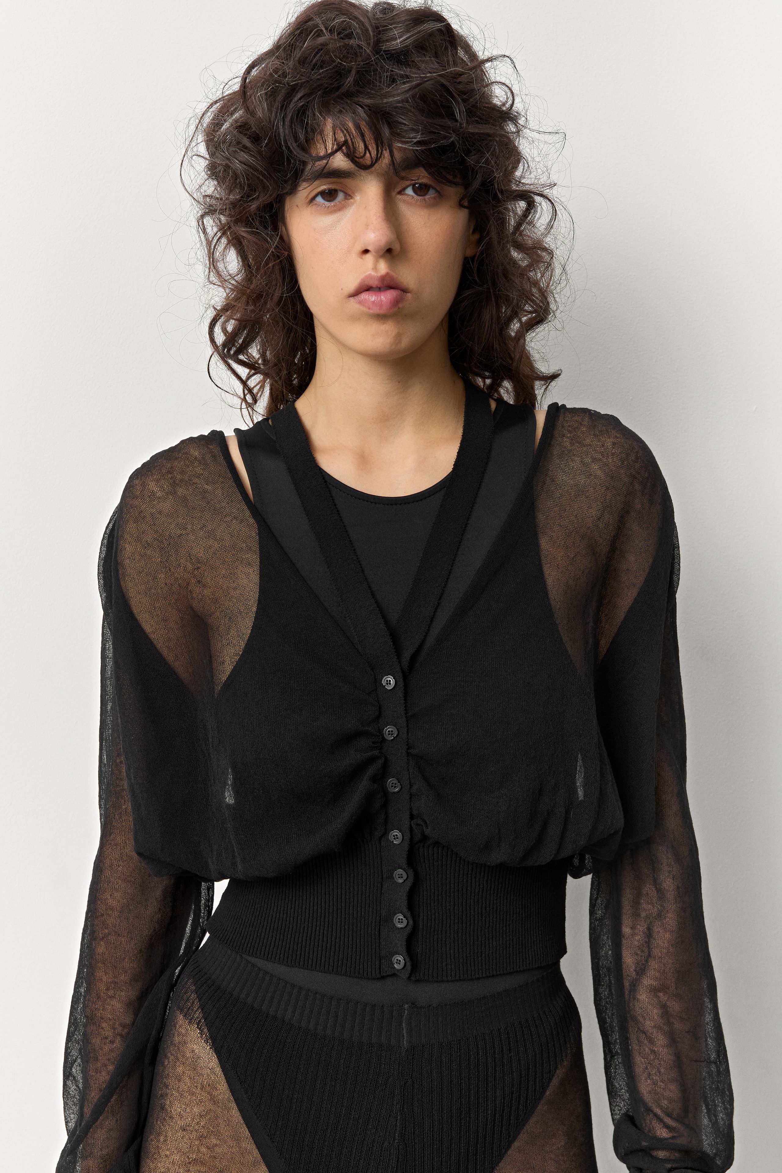 Amber Top - Black Sheer Organic Cotton | Miista