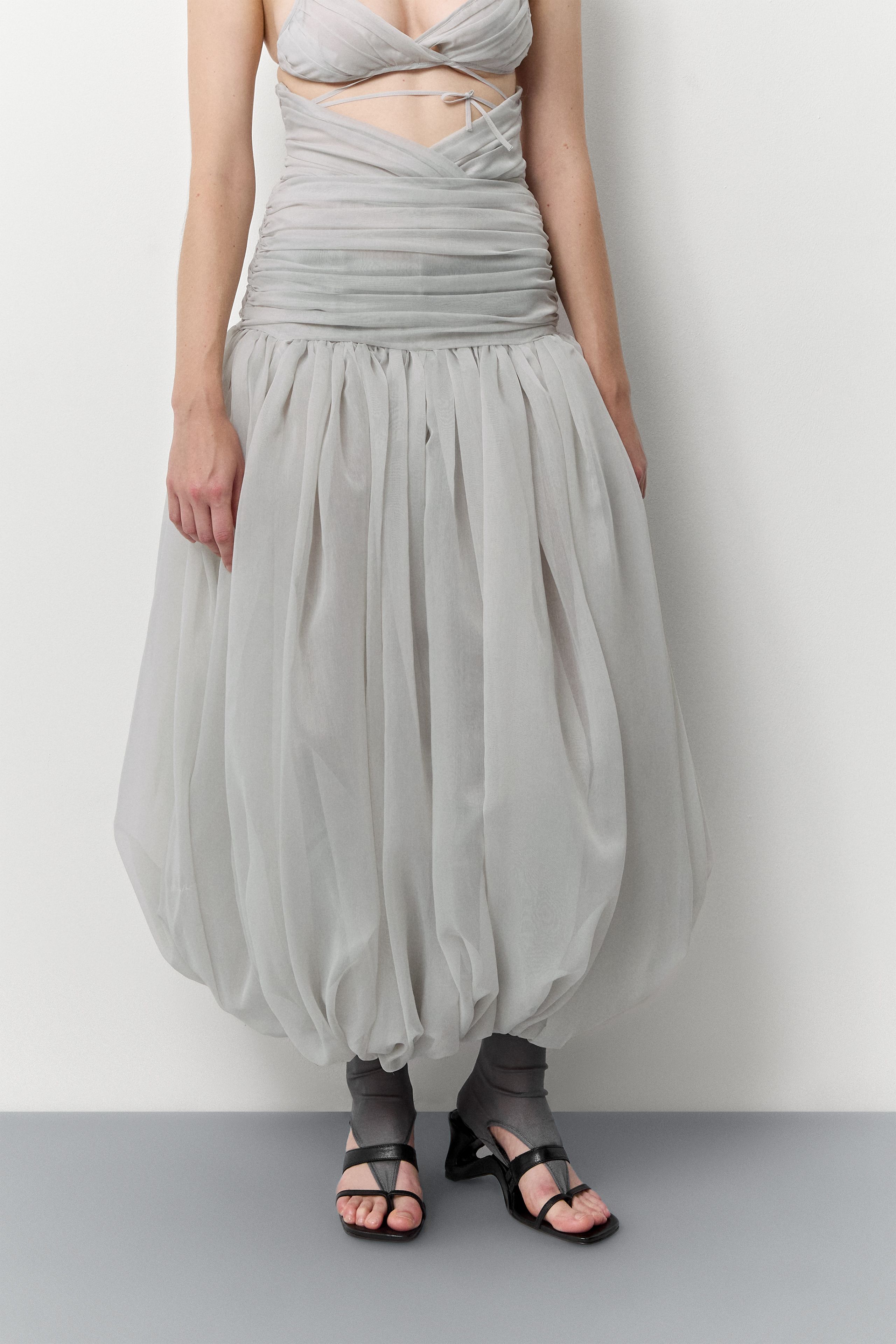 Adrienne Skirt - Pearl Grey Balloon Sheer | Miista