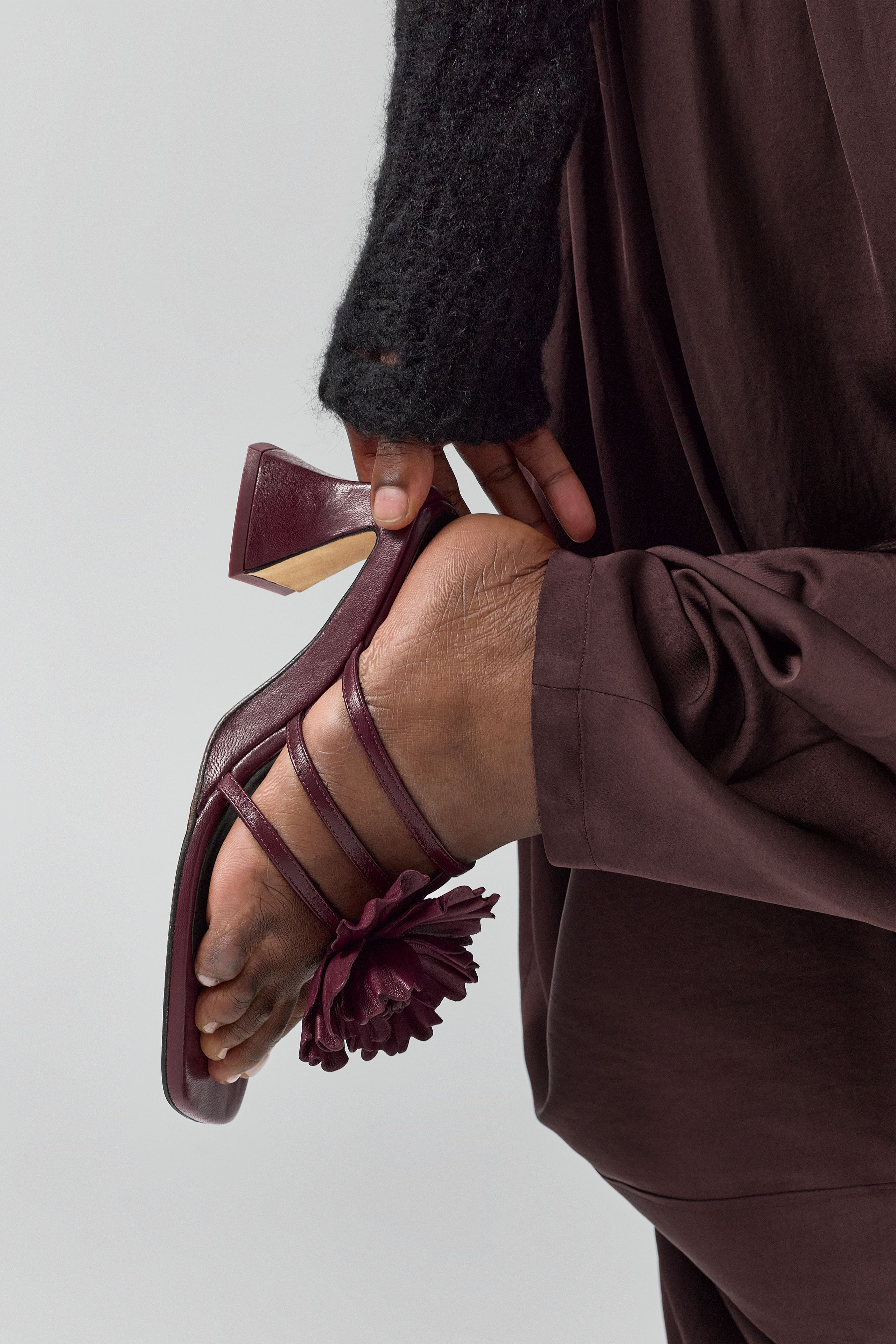 burgundy dress sandals Hara - Nappa Leather Red velvet dress