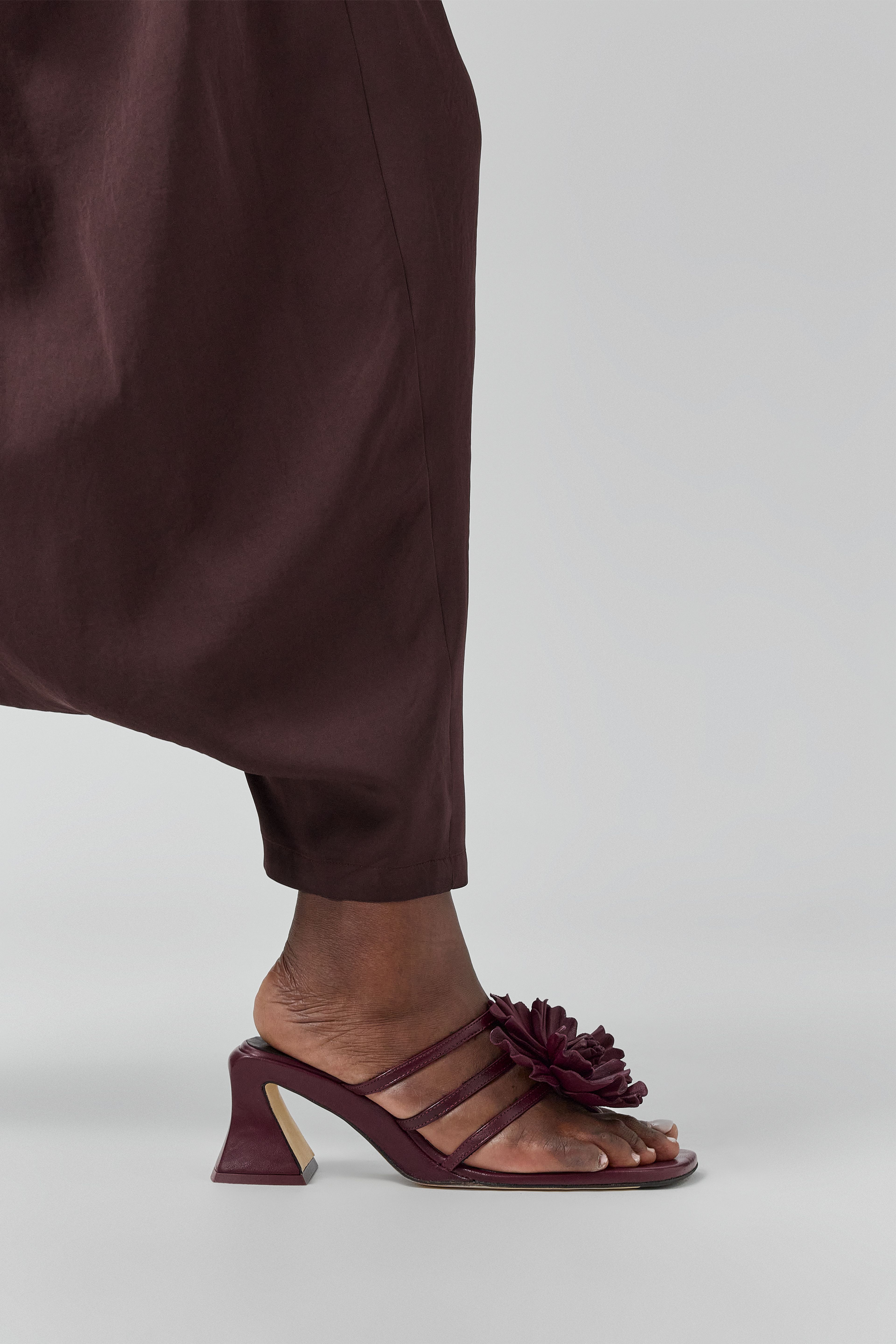 Hara Burgundy Leather Flower Sandals | Miista | Designed & Handmade in Europe