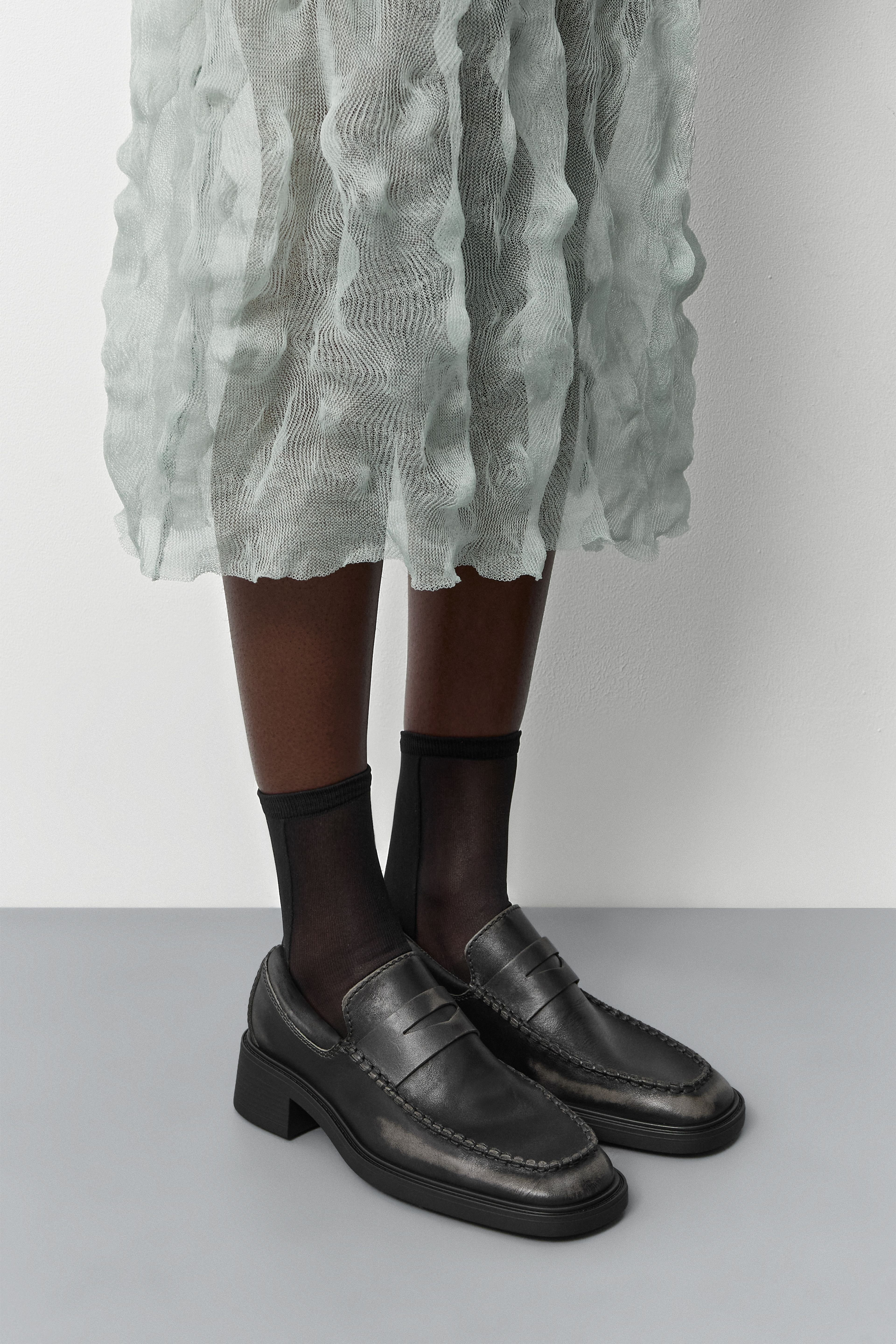 Eralia Brushed Grey Penny Loafers | Miista | Designed & Handmade in Europe