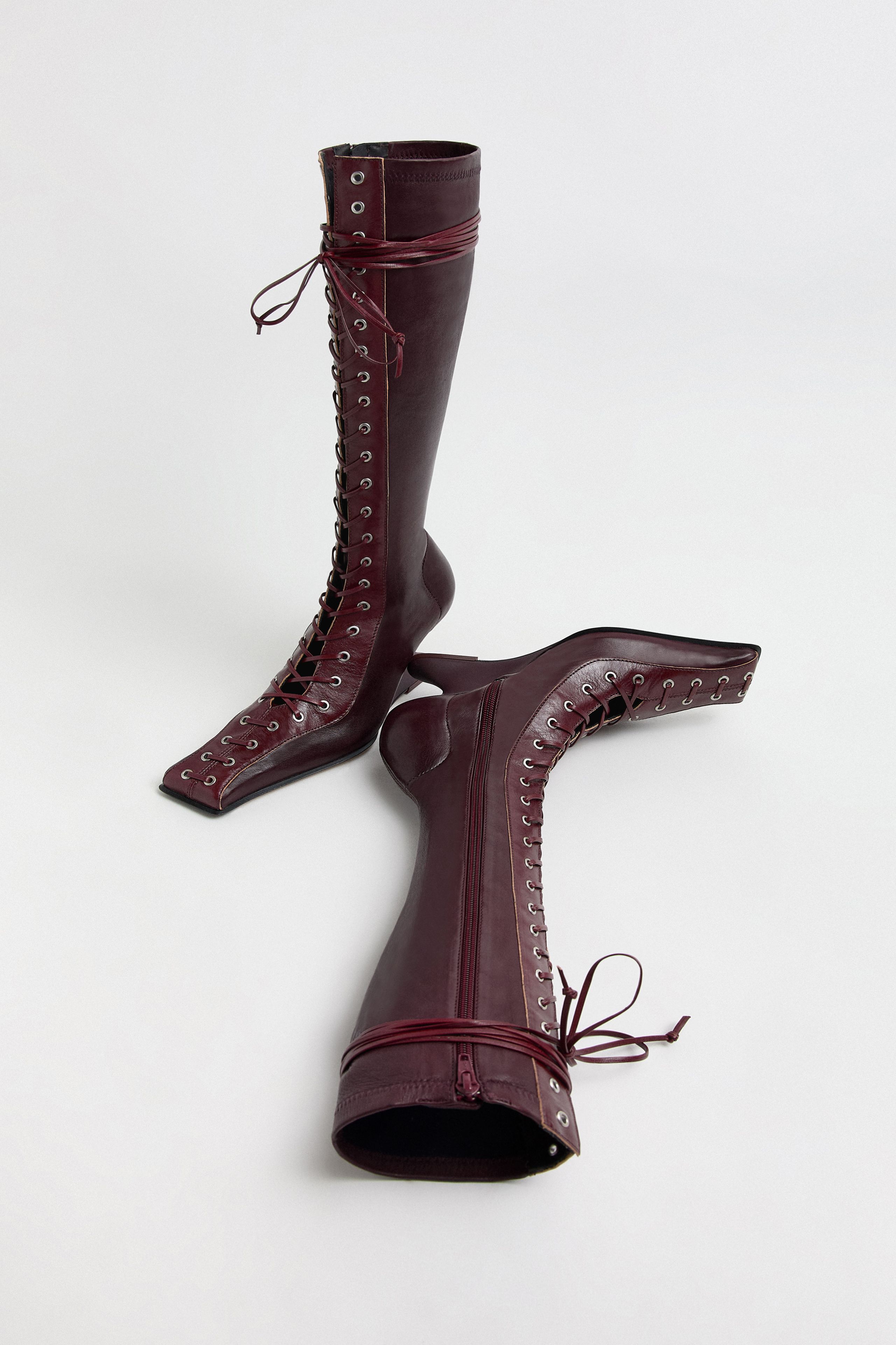 Shana Boots - Burgundy Stretch Nappa Leather | Miista