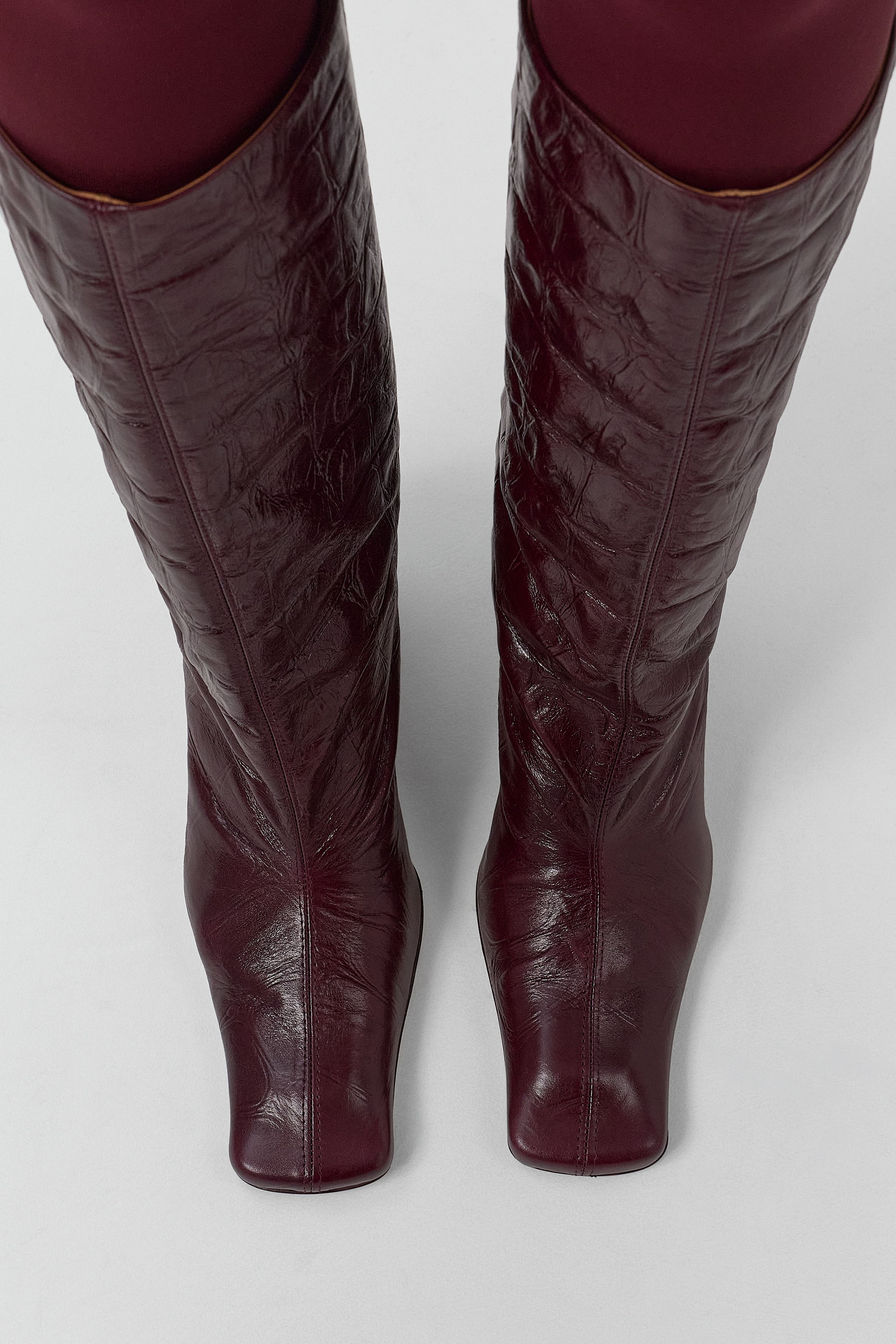 Bluma Boots - Plum Croc Embossed Leather | Miista | Designed & Handmade in Europe