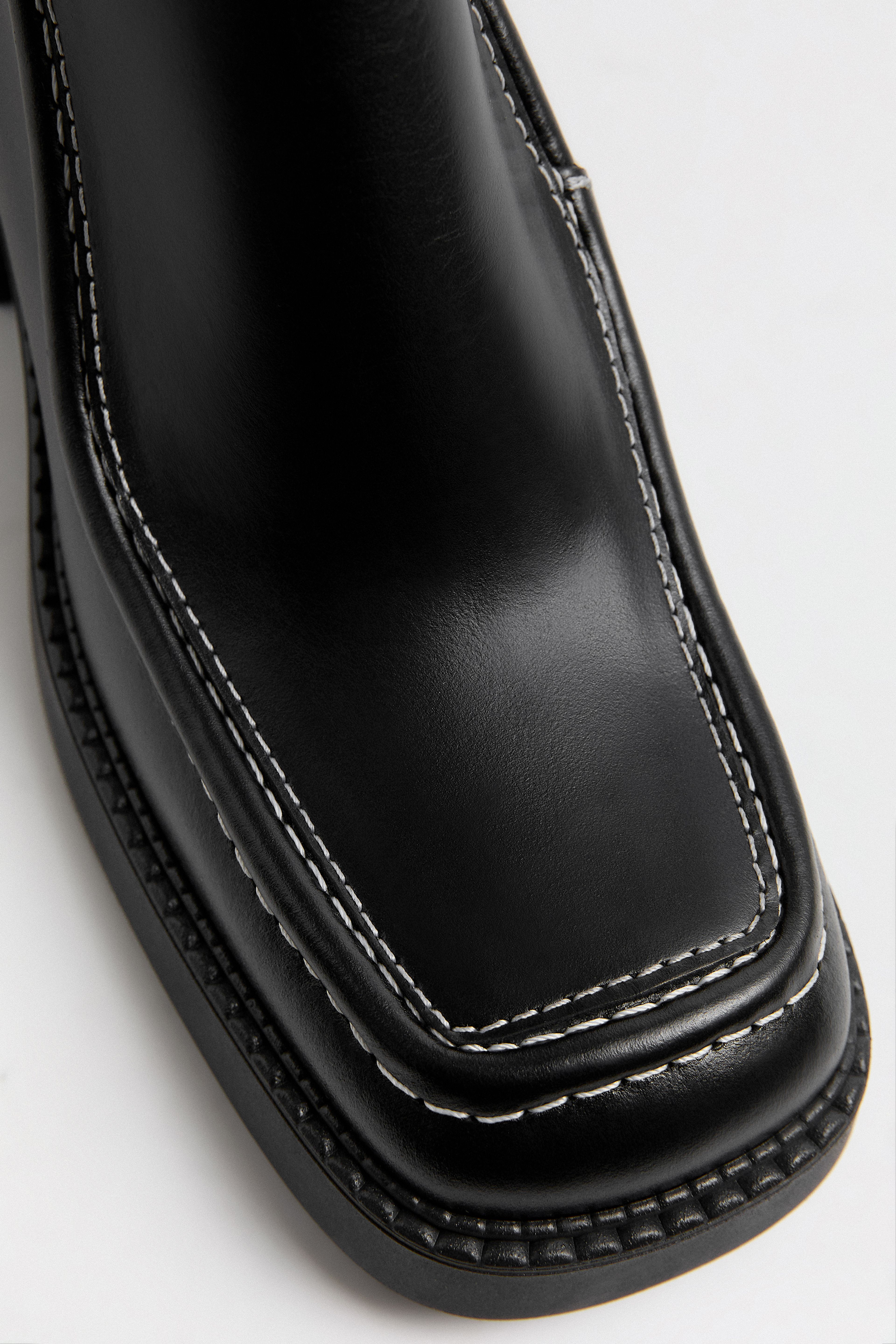 Dagmara Boots - Black Leather White Stitching | Miista | Designed & Handmade in Europe