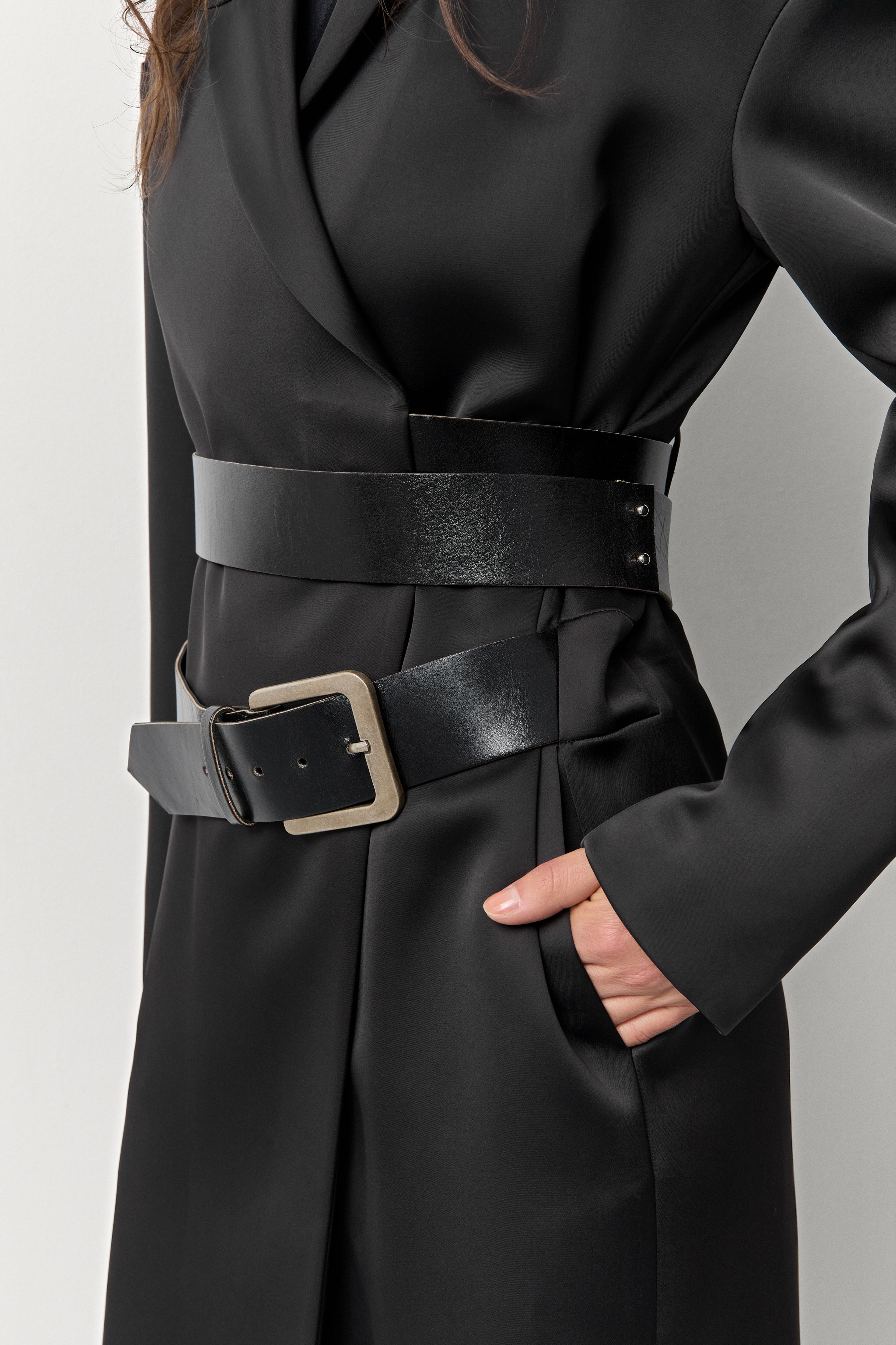 Irne Black Belt Long Coat | Miista | Designed & Handmade in Europe