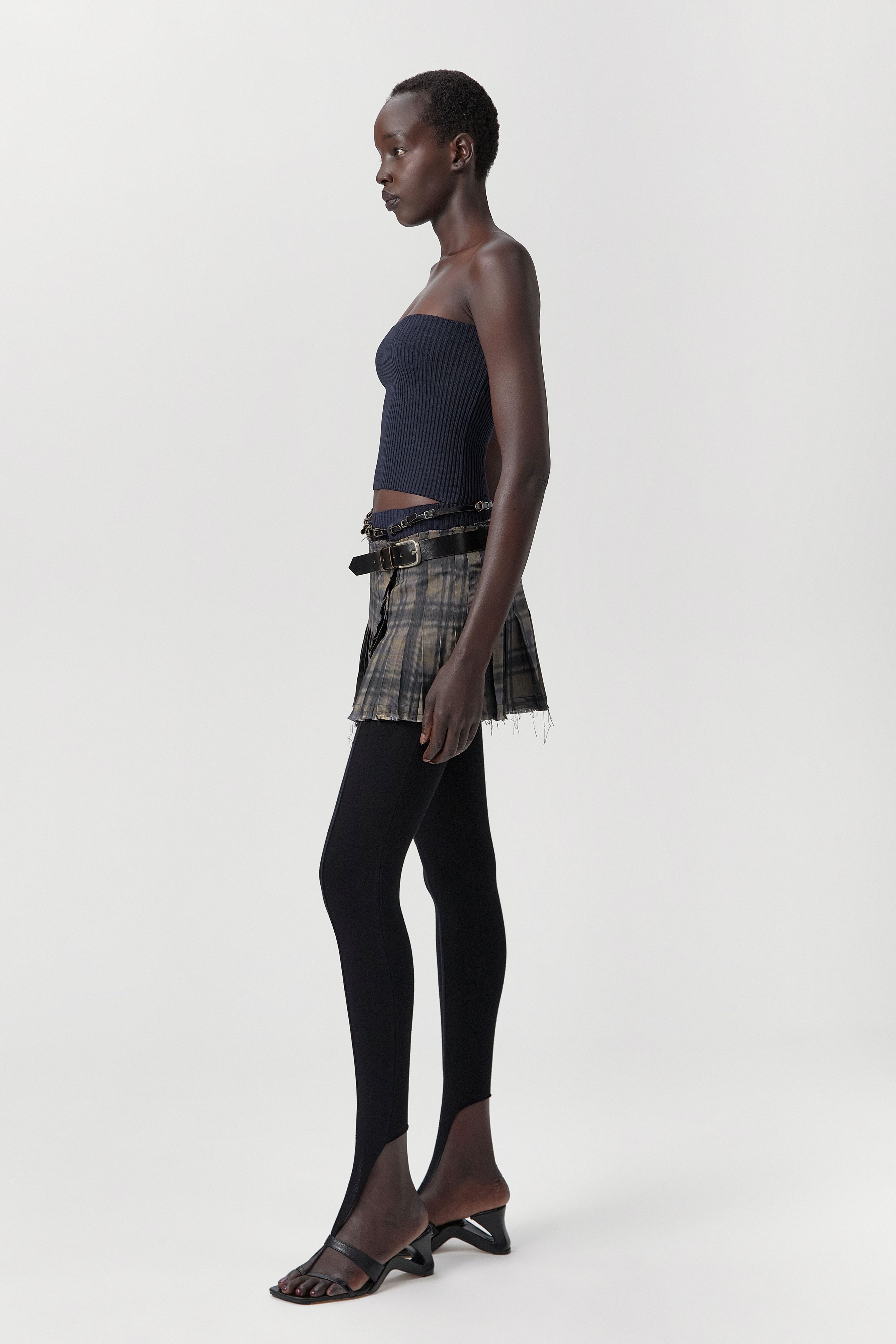 Mary Skirt - Beige Black Pleated | Miista | Designed & Handmade in Europe