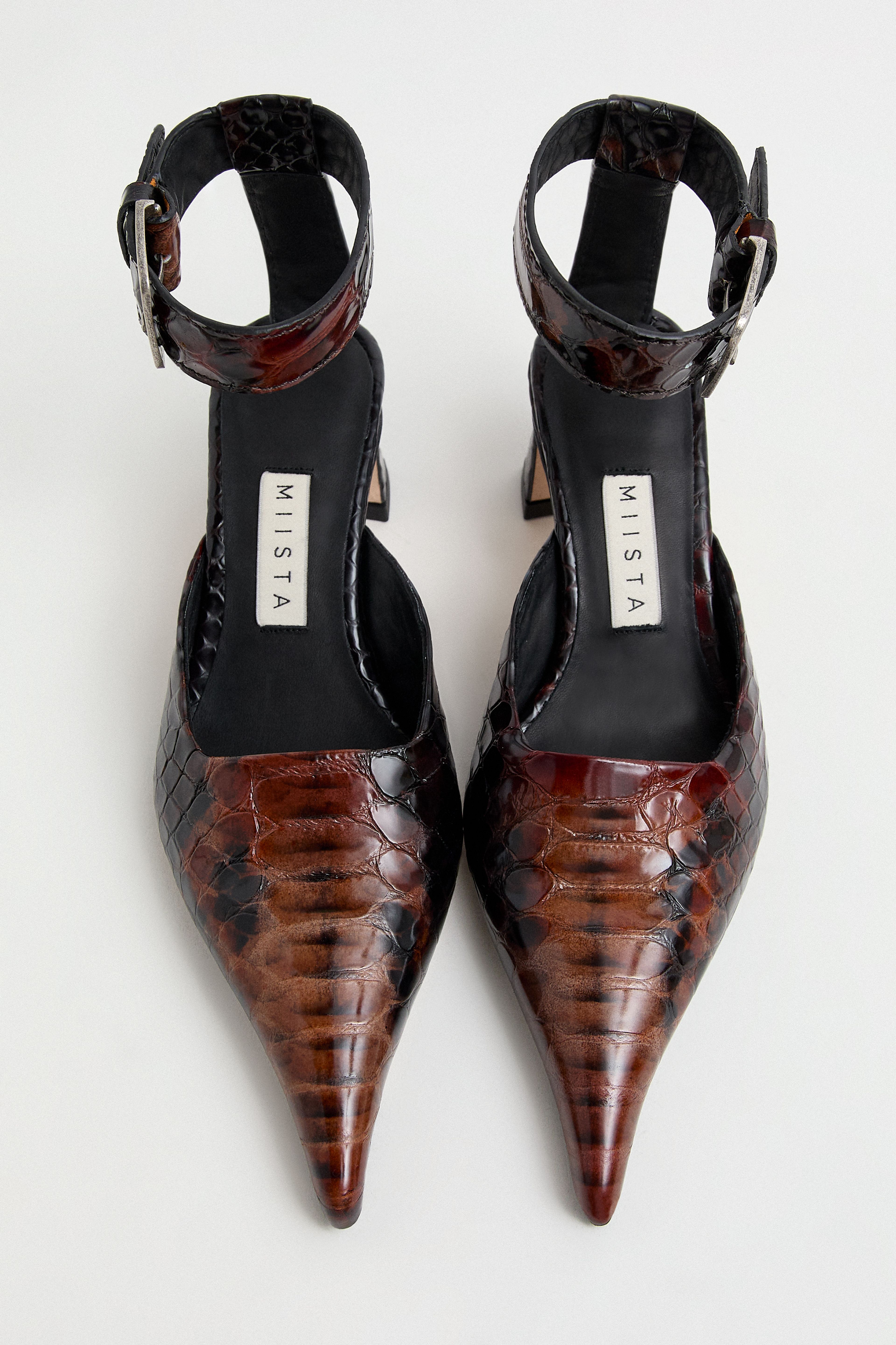 Qori Courts - Tan Snake Embossed Leather | Miista | Designed & Handmade in Europe