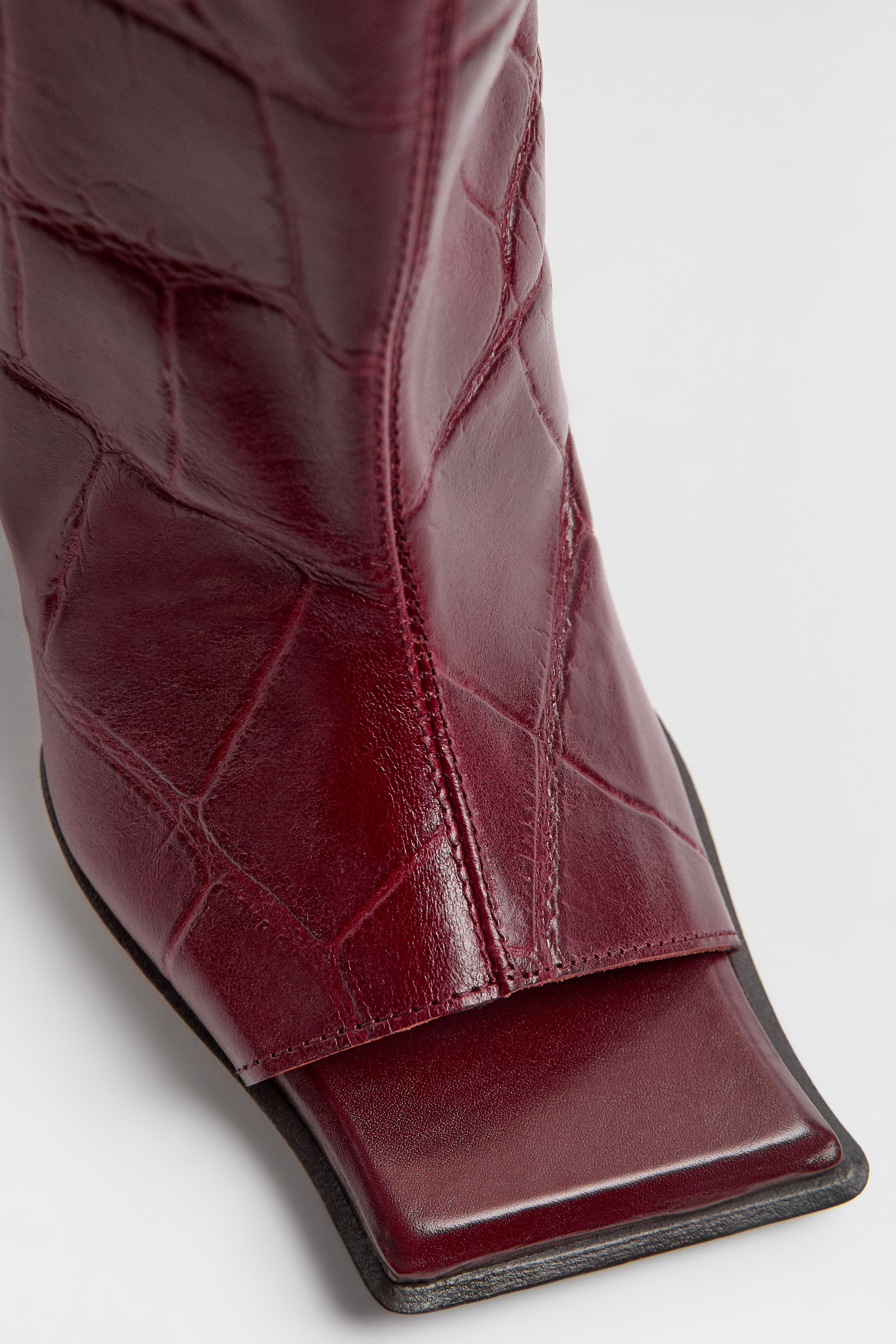 Salima Boots - Red Croc Embossed Leather | Miista | Designed & Handmade in Europe