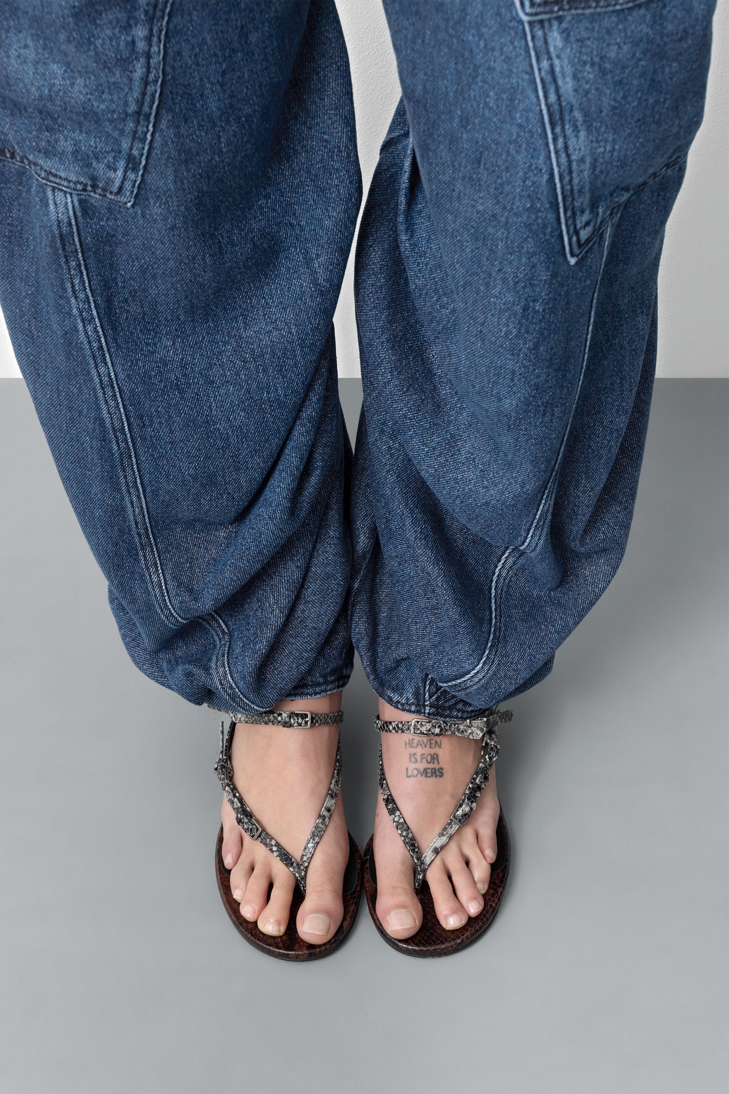 Abisai Sandals - Grey Snake Embossed Leather | Miista
