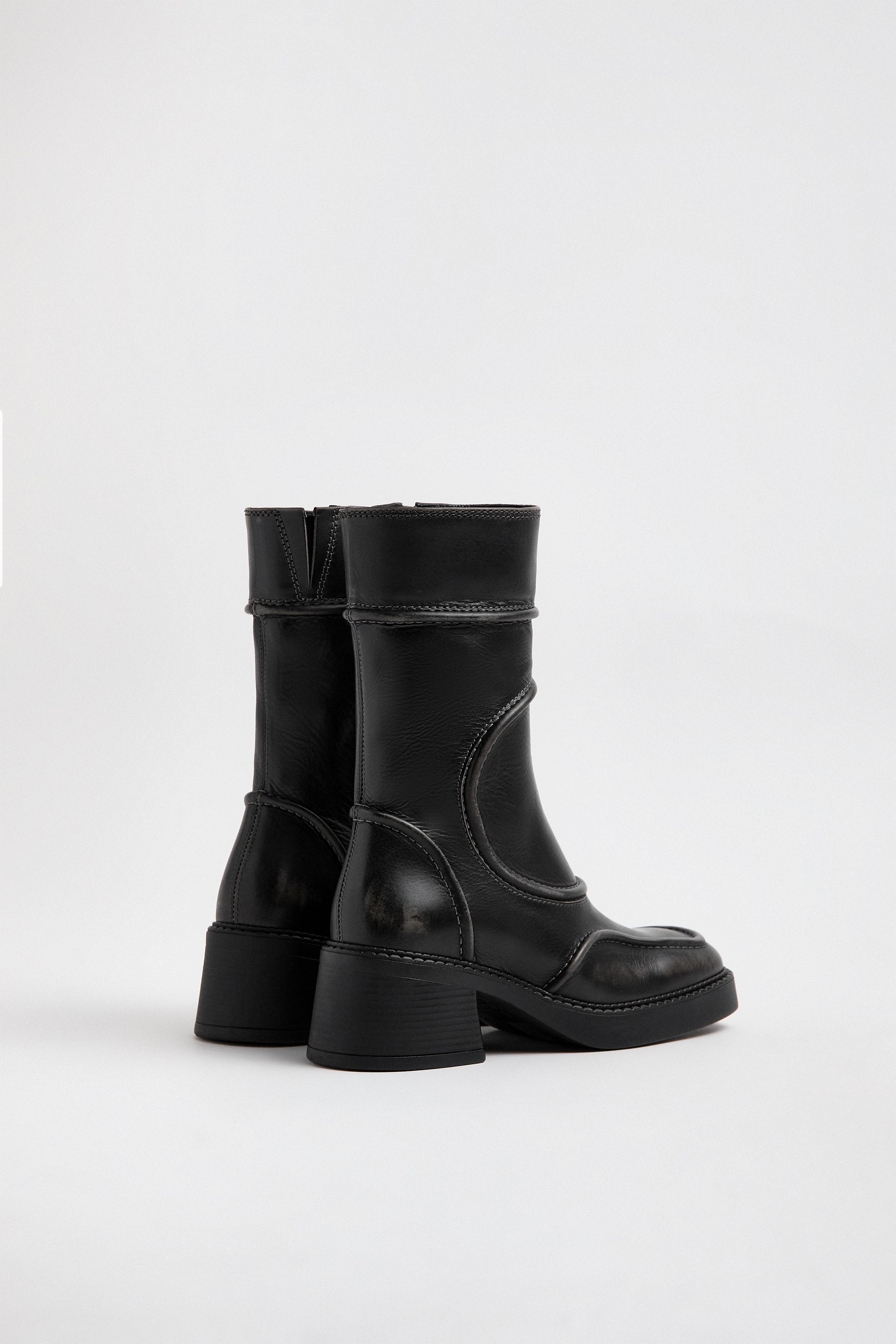 Malene Boots - Dark Grey Leather Grey Stitching | Miista