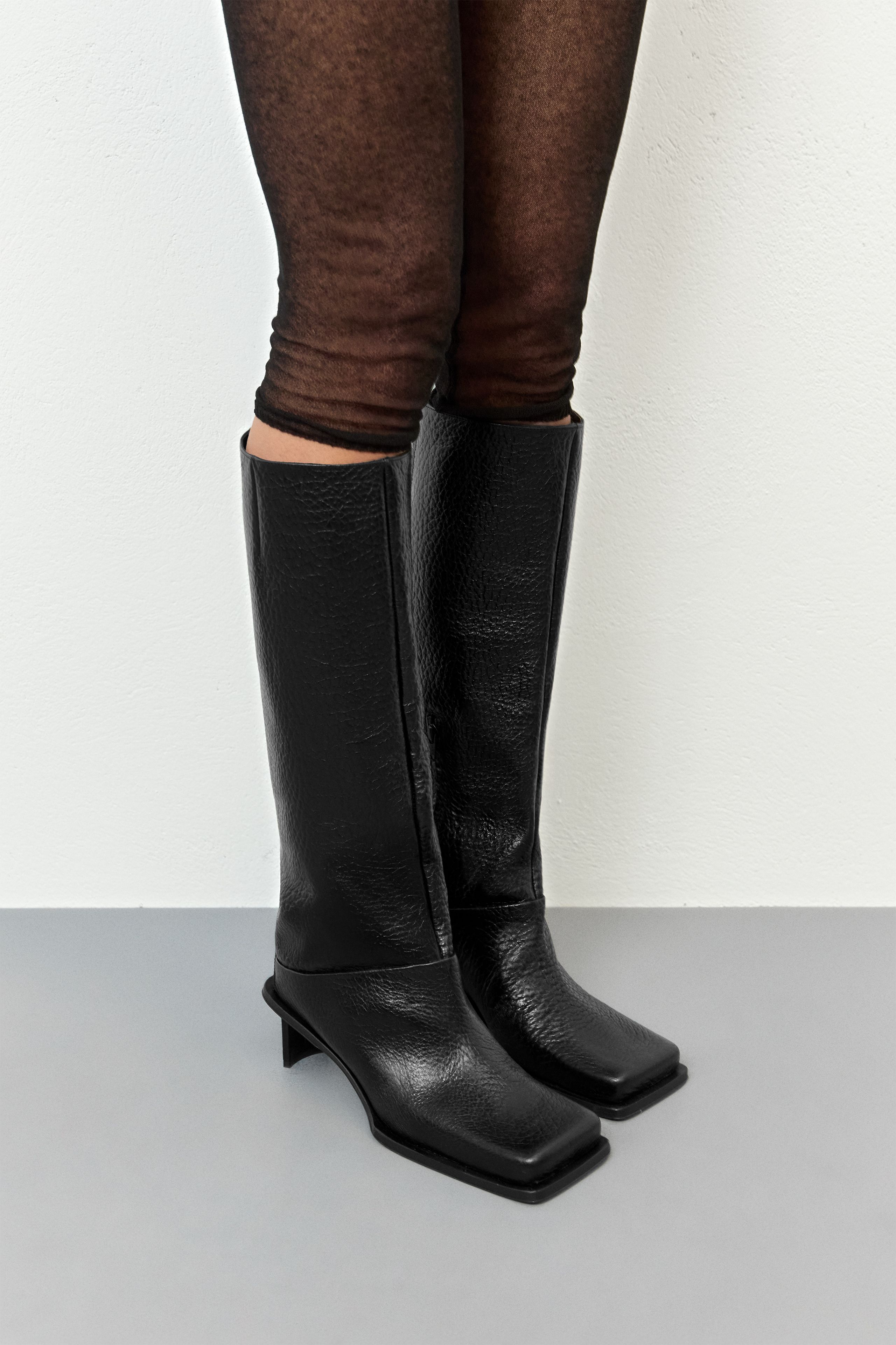 Brianna Black Grain Tall Boots | Miista | Designed & Handmade in Europe