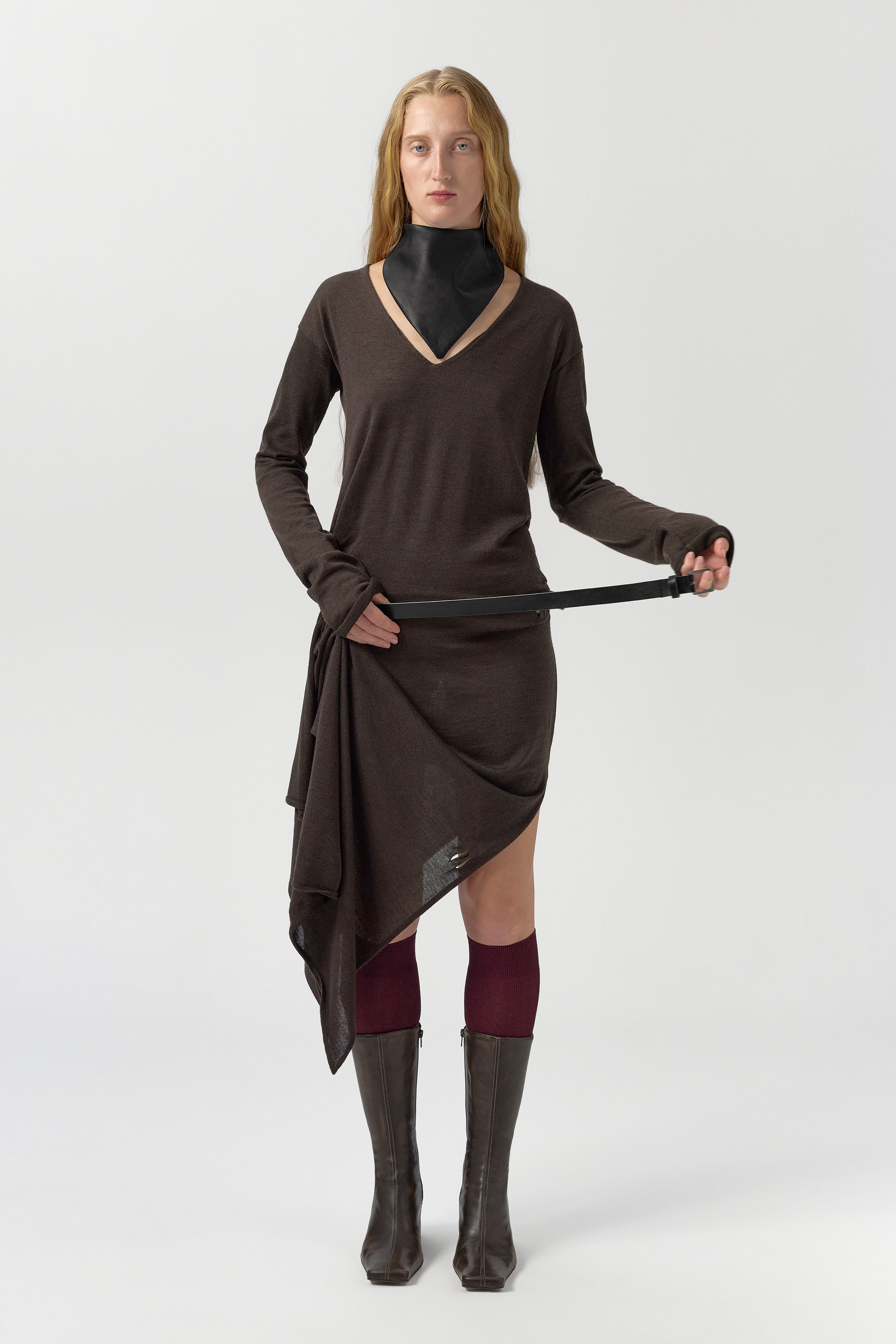 Yayoi Dress - Brown Extra Fine Merino Knit | Miista | Designed & Handmade in Europe