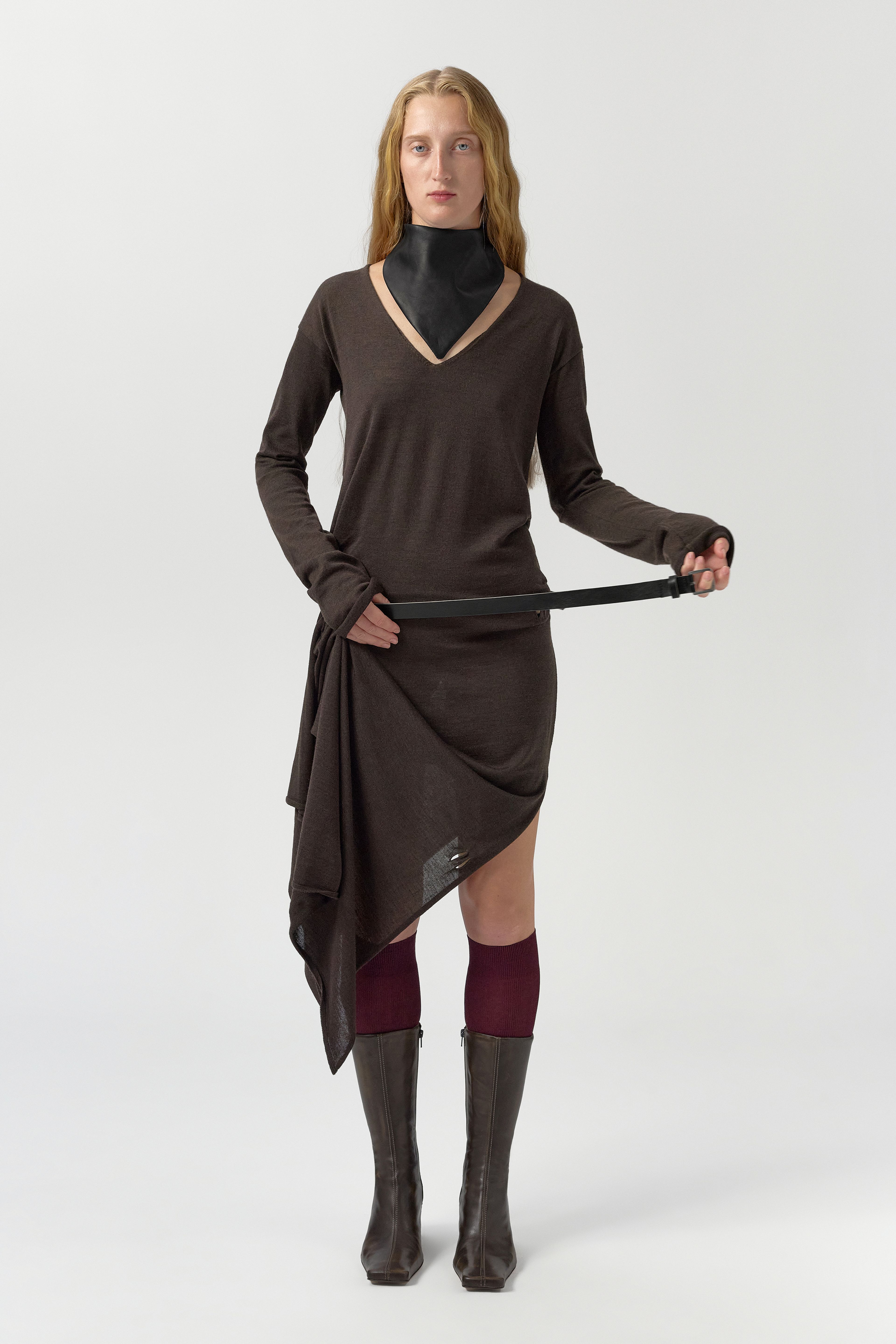 Yayoi Dress - Brown Extra Fine Merino Knit | Miista | Designed & Handmade in Europe