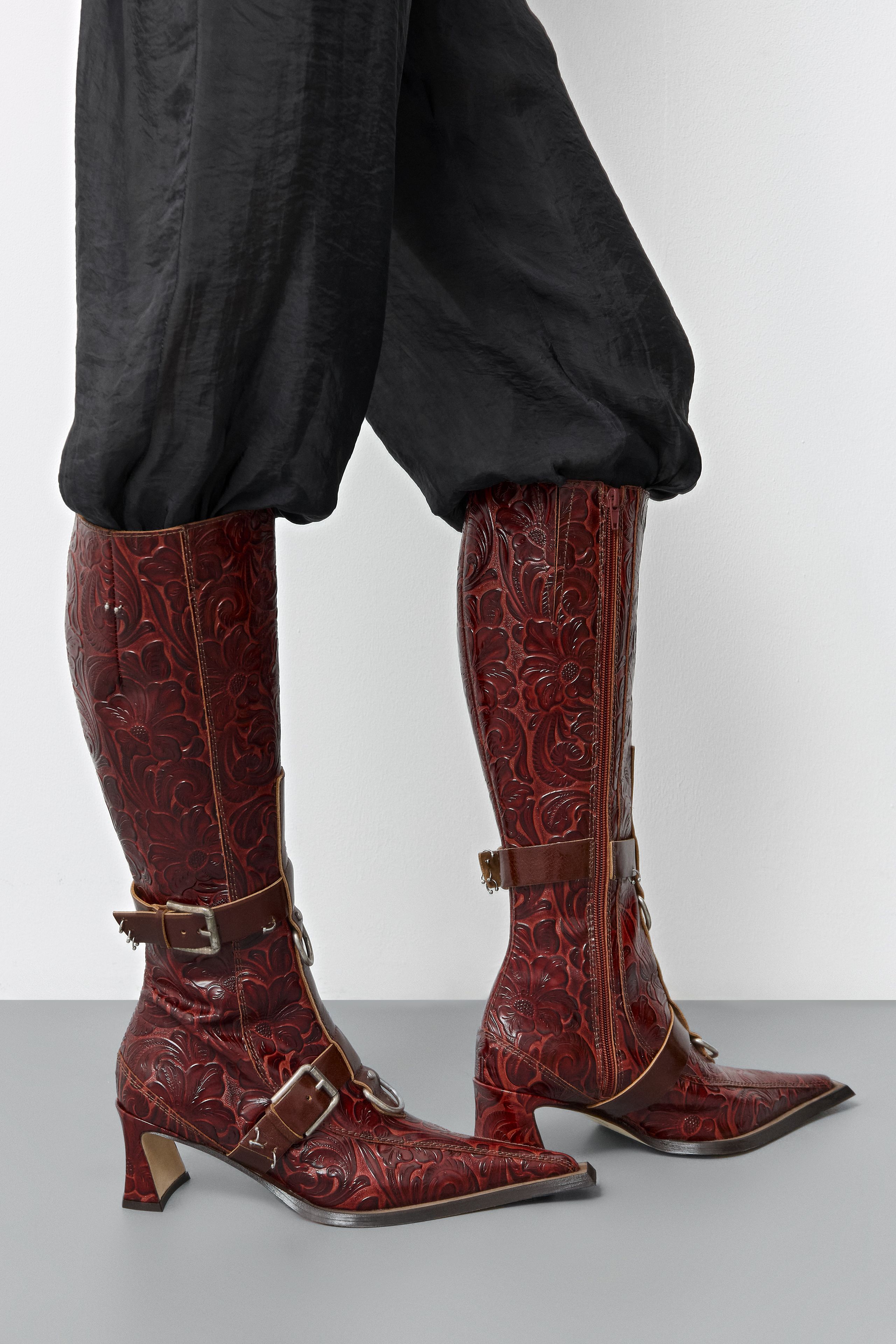 Eliya Boots - Tan Embossed Leather | Miista