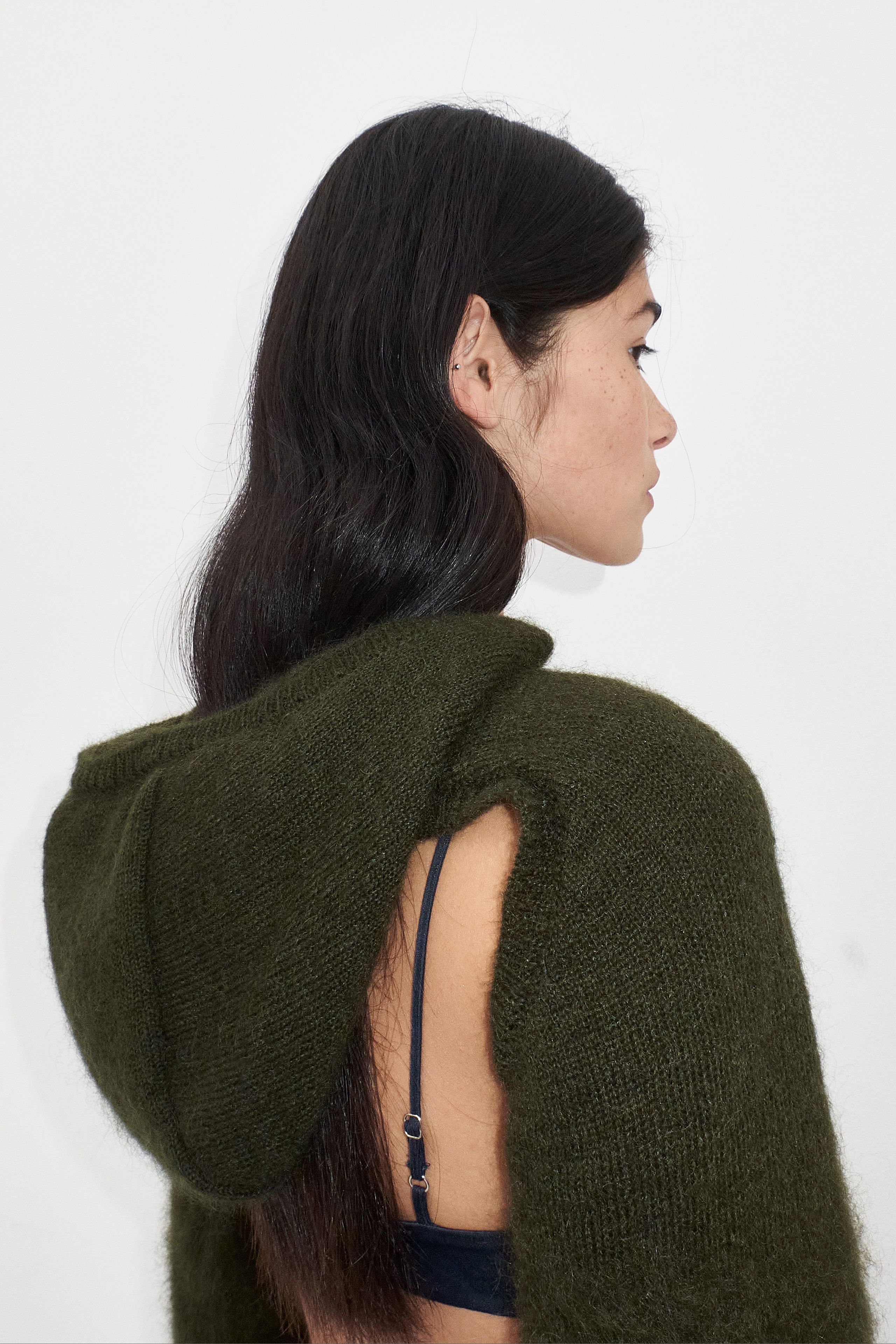 miimy☆* Nivi Sleeve - Khaki Mohair Hooded | Miista