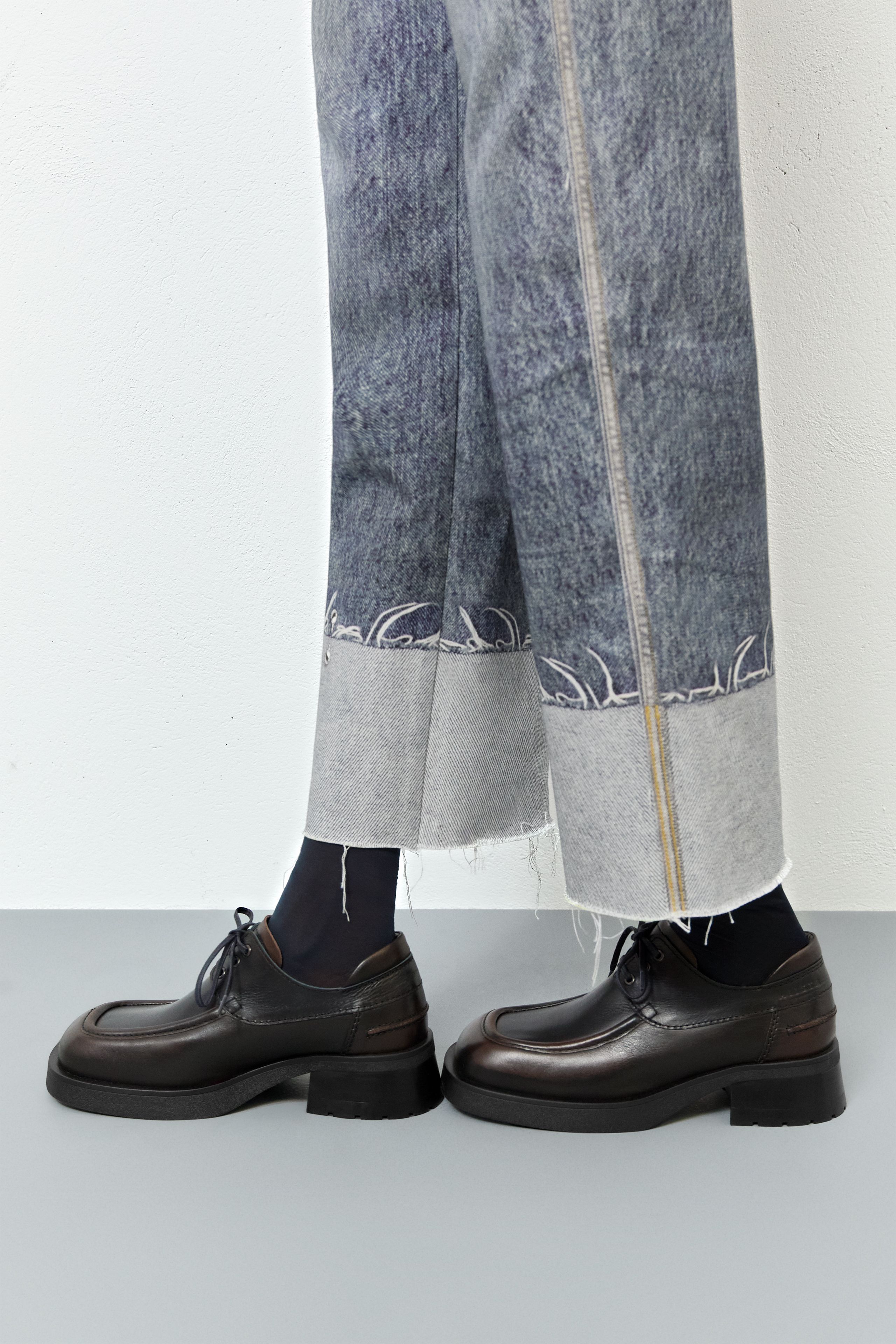 Black Jeans Denim Brogues Jeans Oxford Dress Shoes Mens Nice Men - Main Image