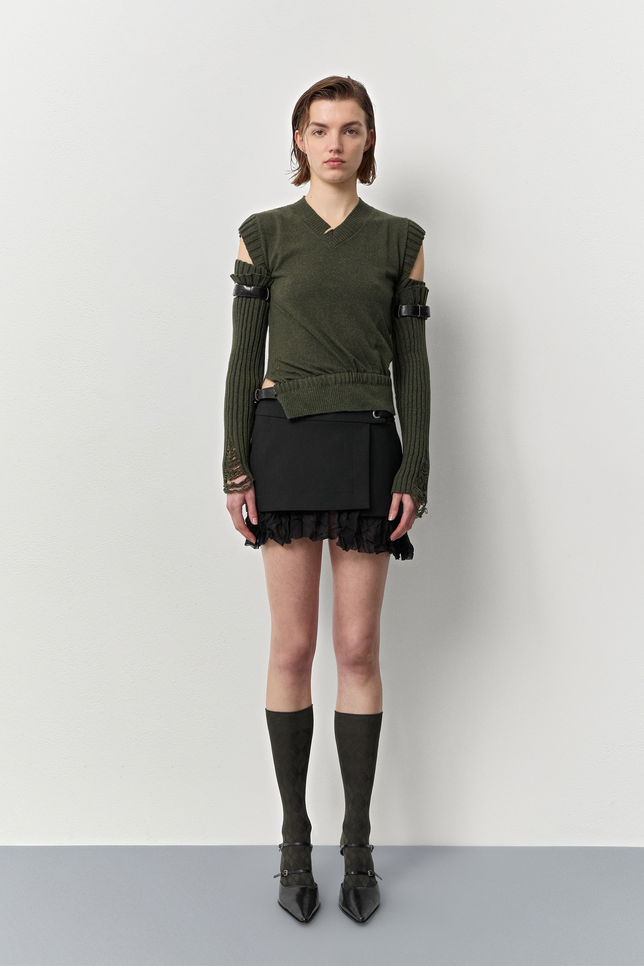 Cora Vest - Khaki Cashmere Wool Blend | Miista