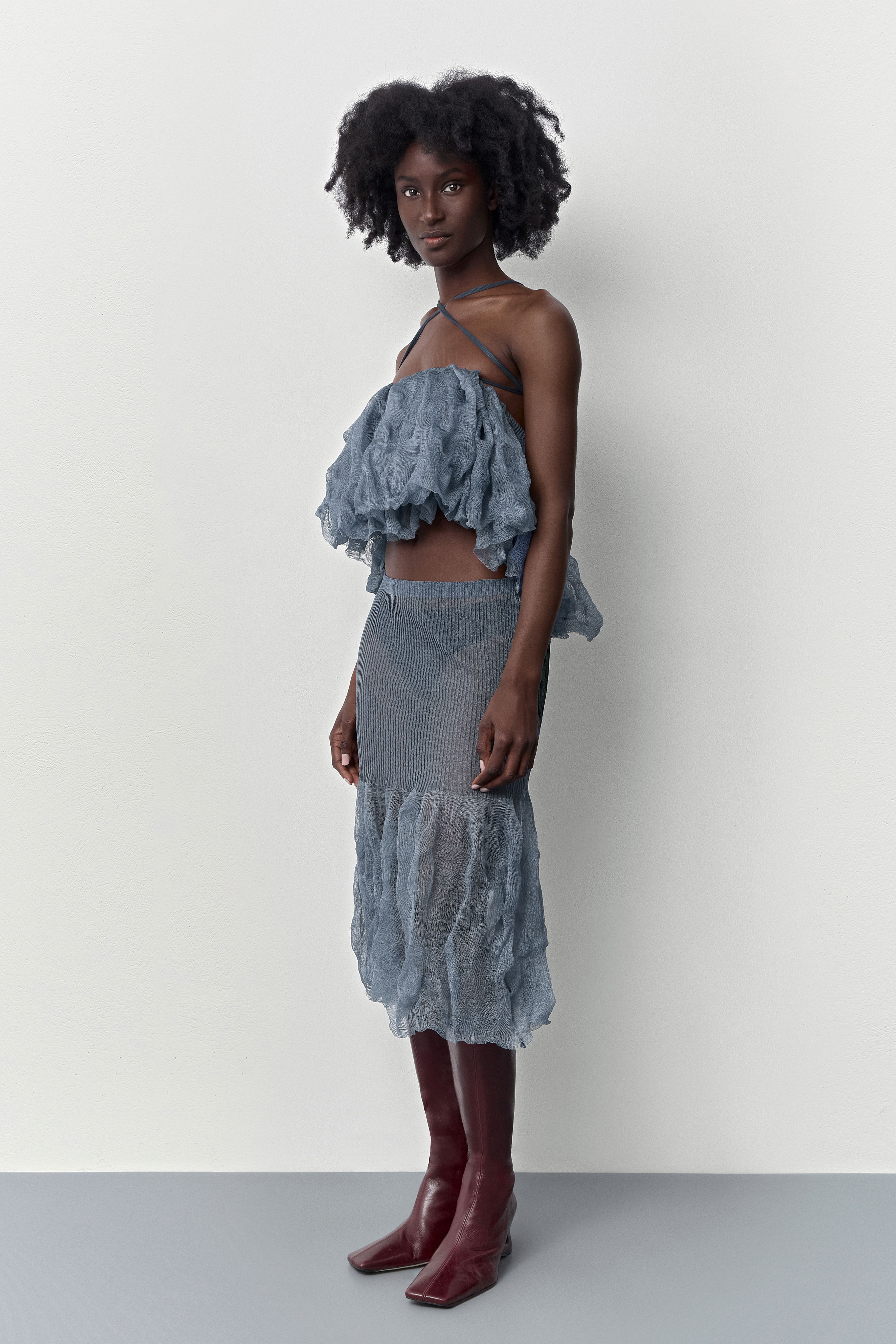 Syra Teal Knit Skirt | Miista | Designed & Handmade in Europe