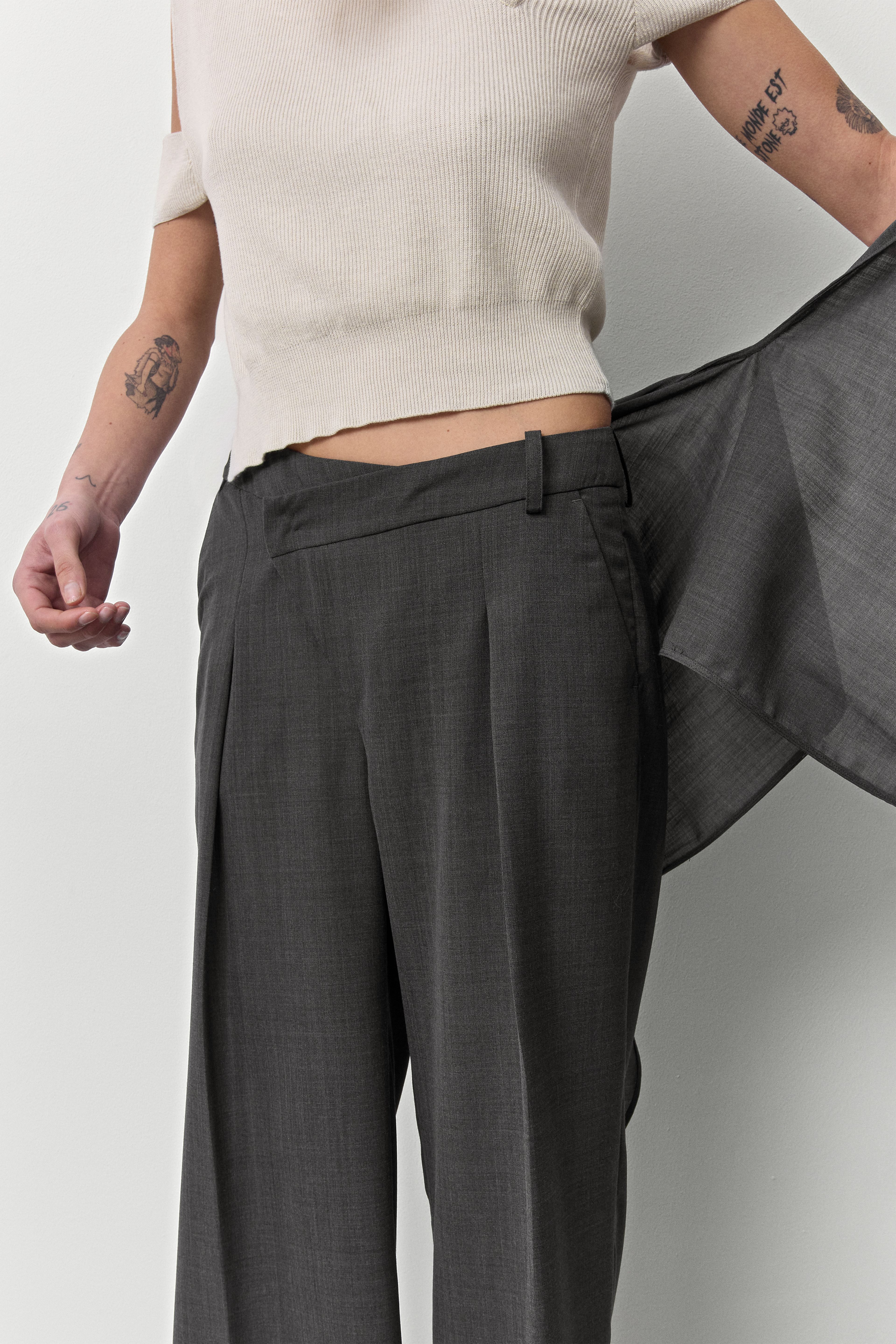 Odile Cement Grey Trousers | Miista | Designed & Handmade in Europe