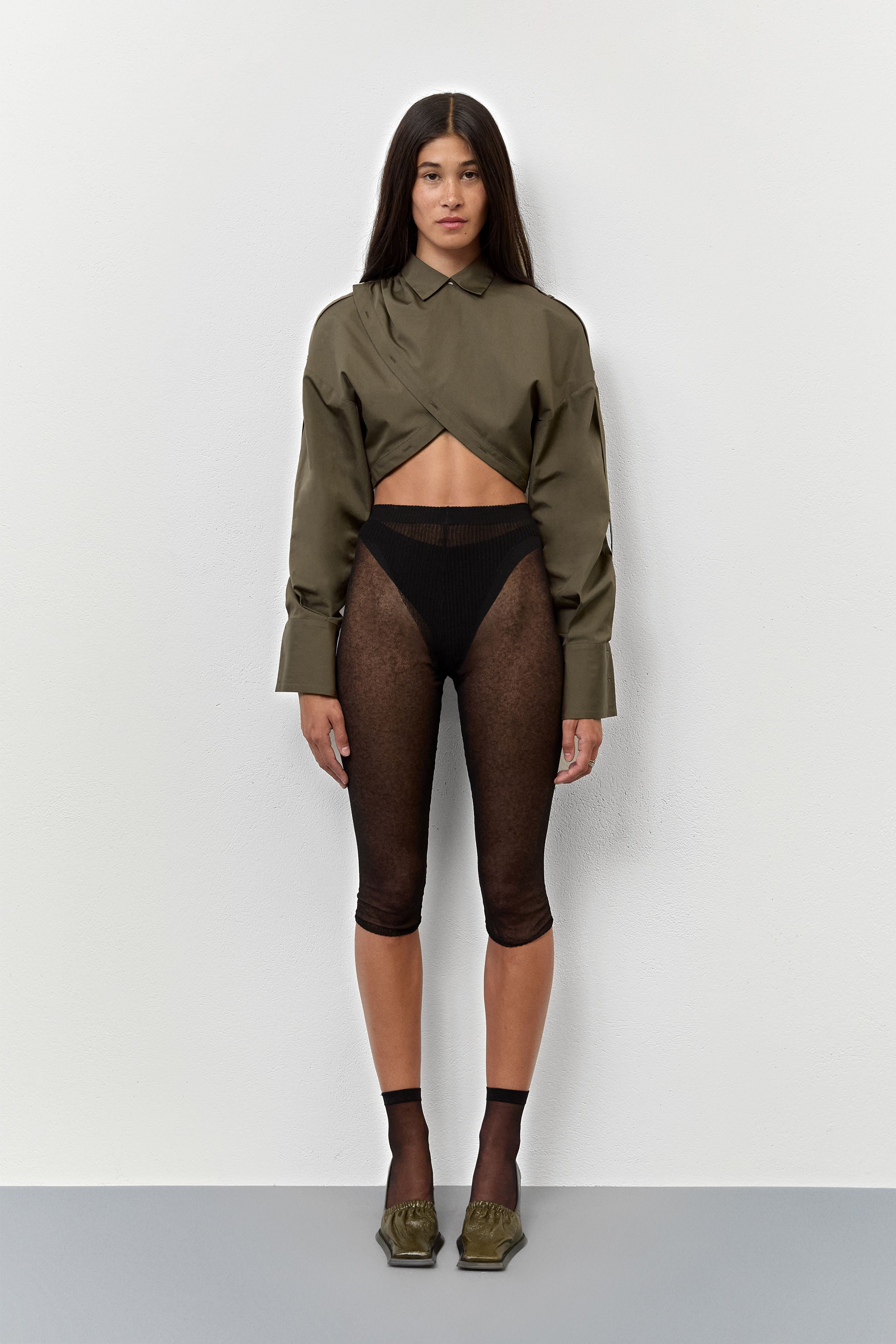 Halia Khaki Multipositional Shirt | Miista | Designed & Handmade in Europe