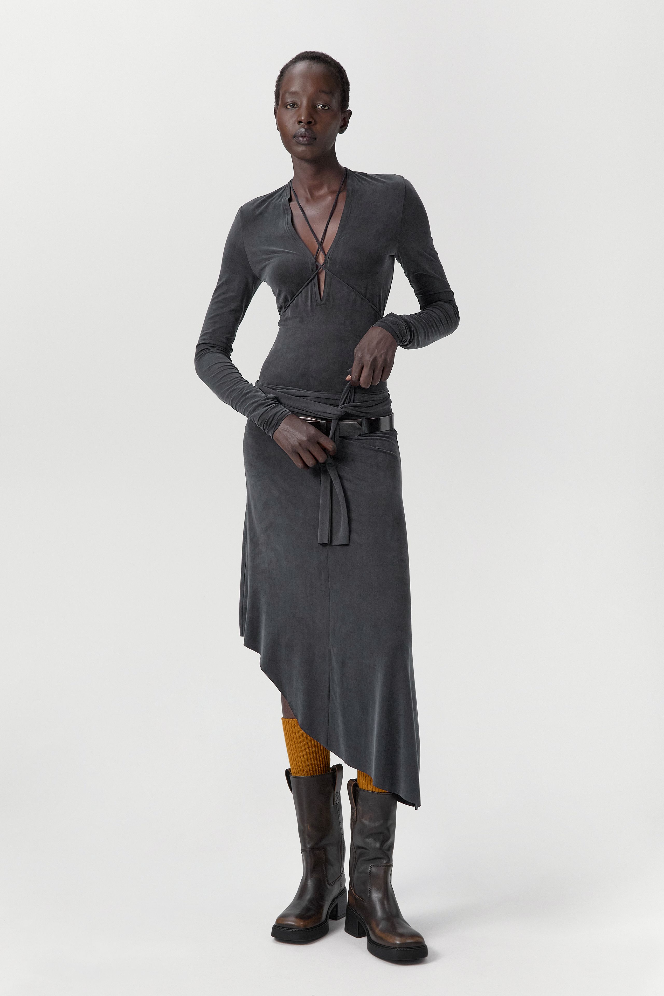 Lynd Dress - Washed Black Ribbed Cupro | Miista | Designed & Handmade in Europe