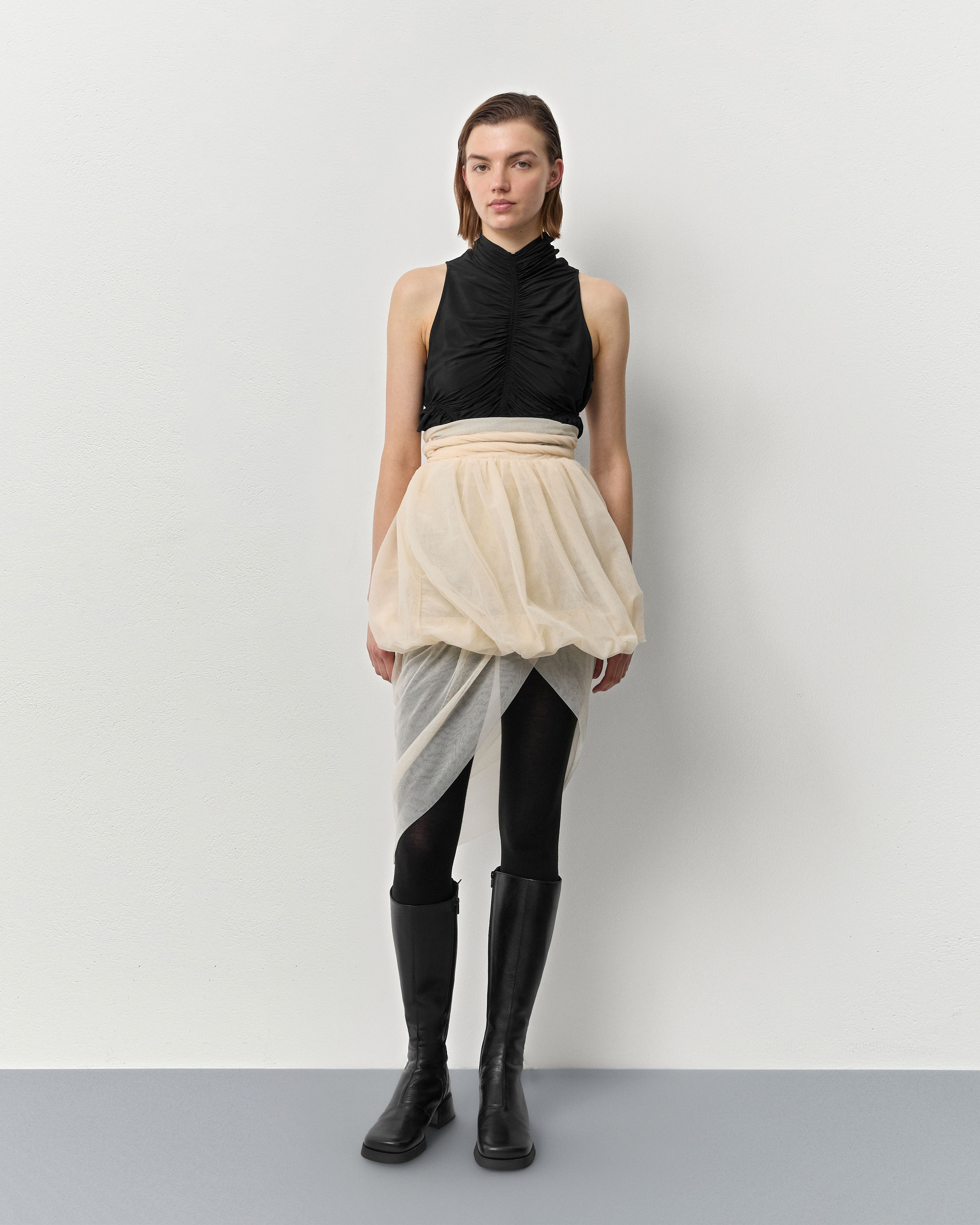 Pandora Beige Wrap Knit Skirt | Miista | Designed & Handmade in Europe