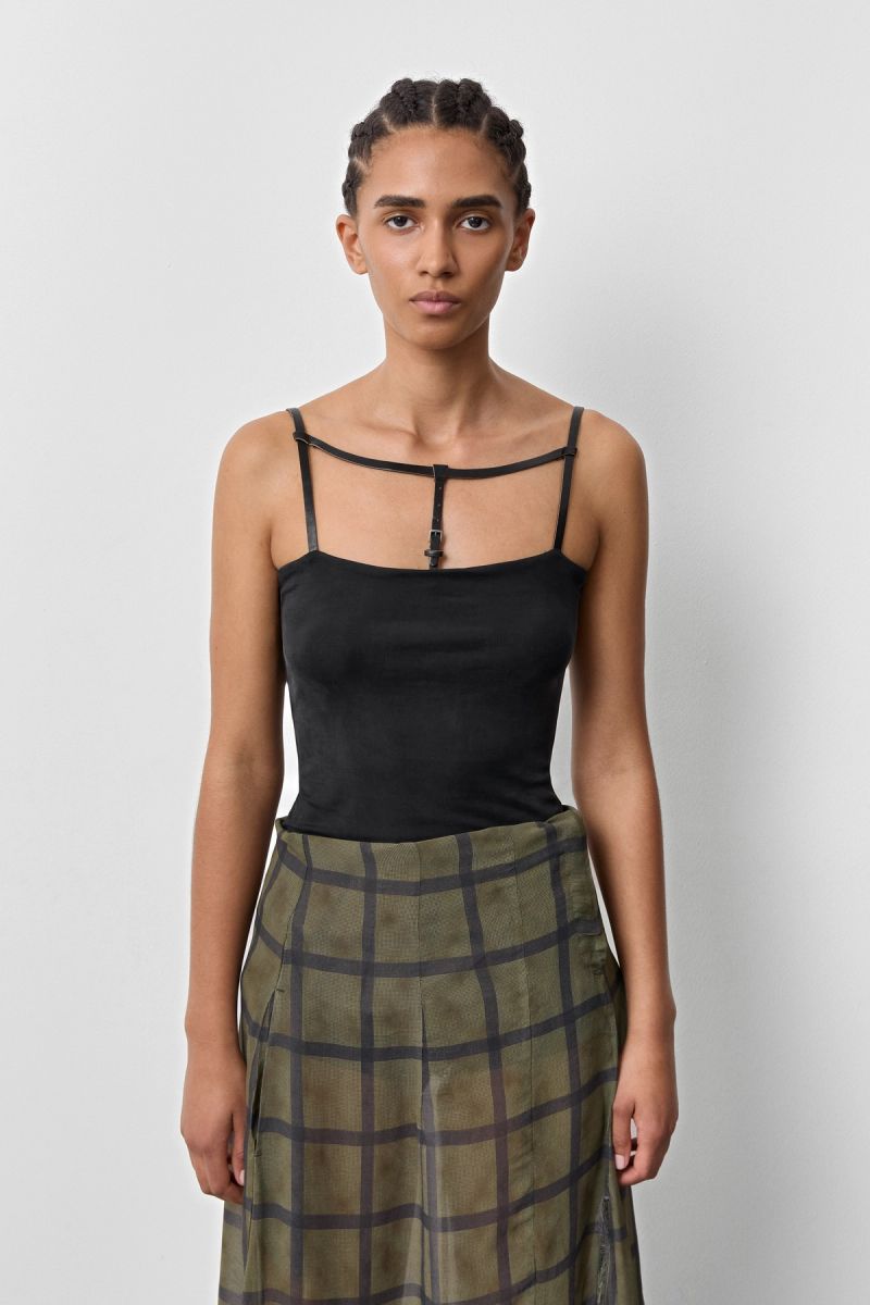 Ismera Top Washed Black Ribbed Cupro